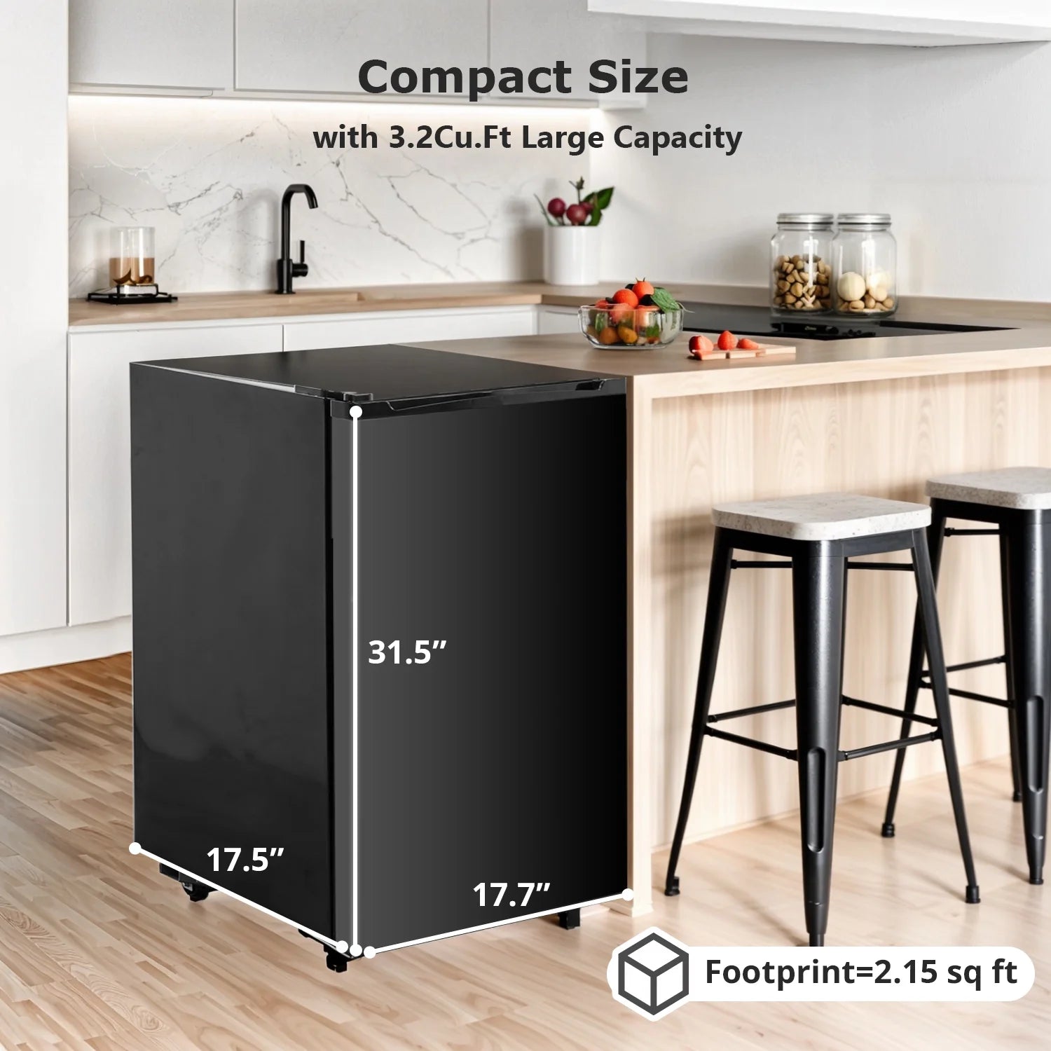 2026 New Beddle Mini Fridge with Freezer 3.2 Cu.ft Small Refrigerator for Dorm Bedroom, Compact Refrigerators Single Door Adjustable Thermostat Low Noise,Silver - Image 10