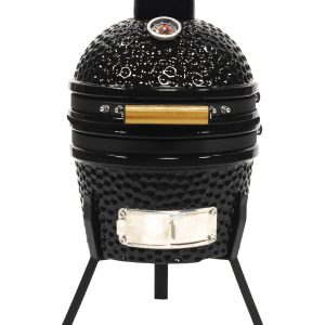 2026 New VESSILS 9.8-inch W Kamado Charcoal BBQ Grill – Heavy Duty Ceramic Barbecue Smoker and Roaster with Built-in Thermometer and Stainless Steel Grate (13 Inch Stand, Black)