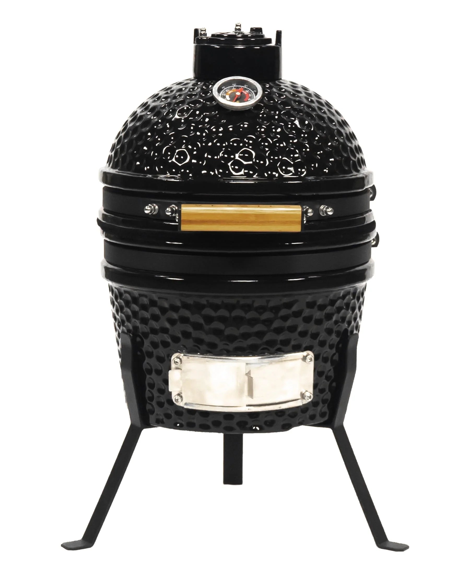 2026 New VESSILS 9.8-inch W Kamado Charcoal BBQ Grill – Heavy Duty Ceramic Barbecue Smoker and Roaster with Built-in Thermometer and Stainless Steel Grate (13 Inch Stand, Black)