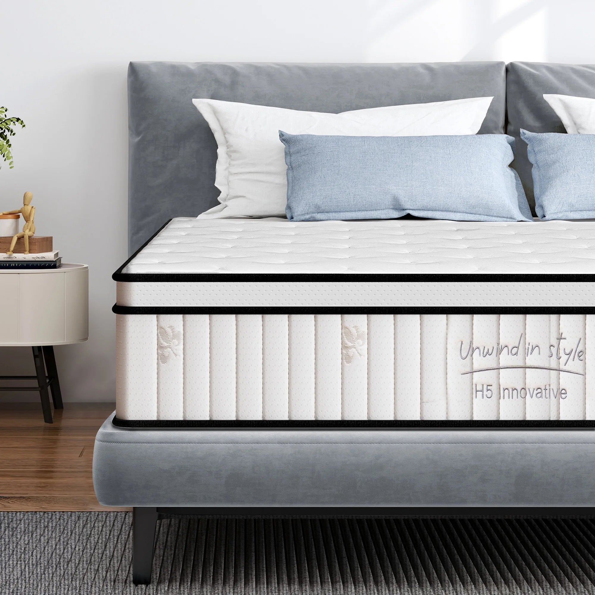 2026 New Queen Mattress, PAPROOS 12 Inch Hybrid Mattress in a Box, Individual Pocket Spring Mattress with Full Support, Cool Queen Size Mattress with Breathable Knitted Fabric, Medium Firm, CertiPUR-US, White