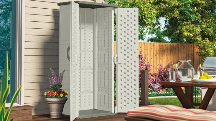 2026 New Suncast BMS1250 Resin Vertical Storage Shed Building, 22 cubic feet - Image 4