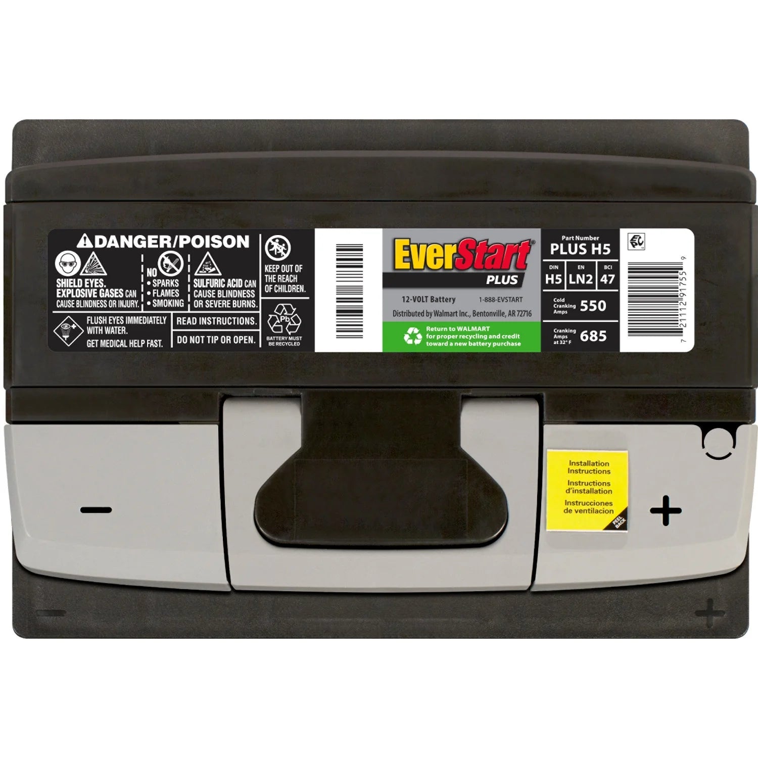 2026 New EverStart Plus Lead Acid Automotive Battery, Group Size H5 / LN2 / 47 12 Volt, 550 CCA 80RC - Image 4