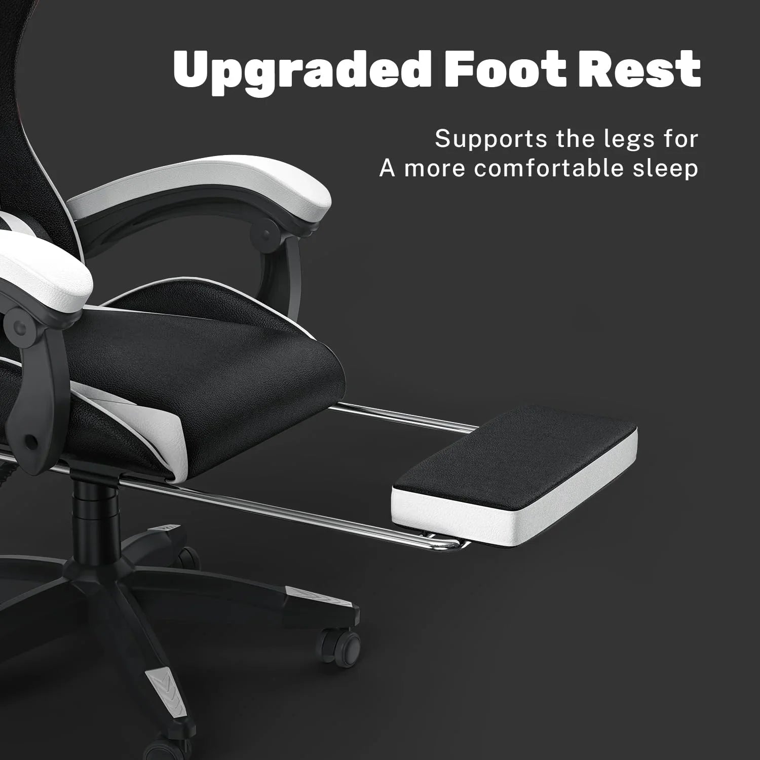 2026 New Bigzzia Gaming Chair Office Chair, Ergonomic Game Chair with Height Adjustable Headrest and Lumbar Support for Adults Teens, Black & White - Image 21