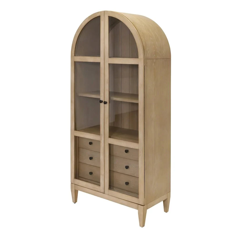 2026 New Modern Wood Arched Display Cabinet/Bookcase Fully Assembled Light Brown - Image 12