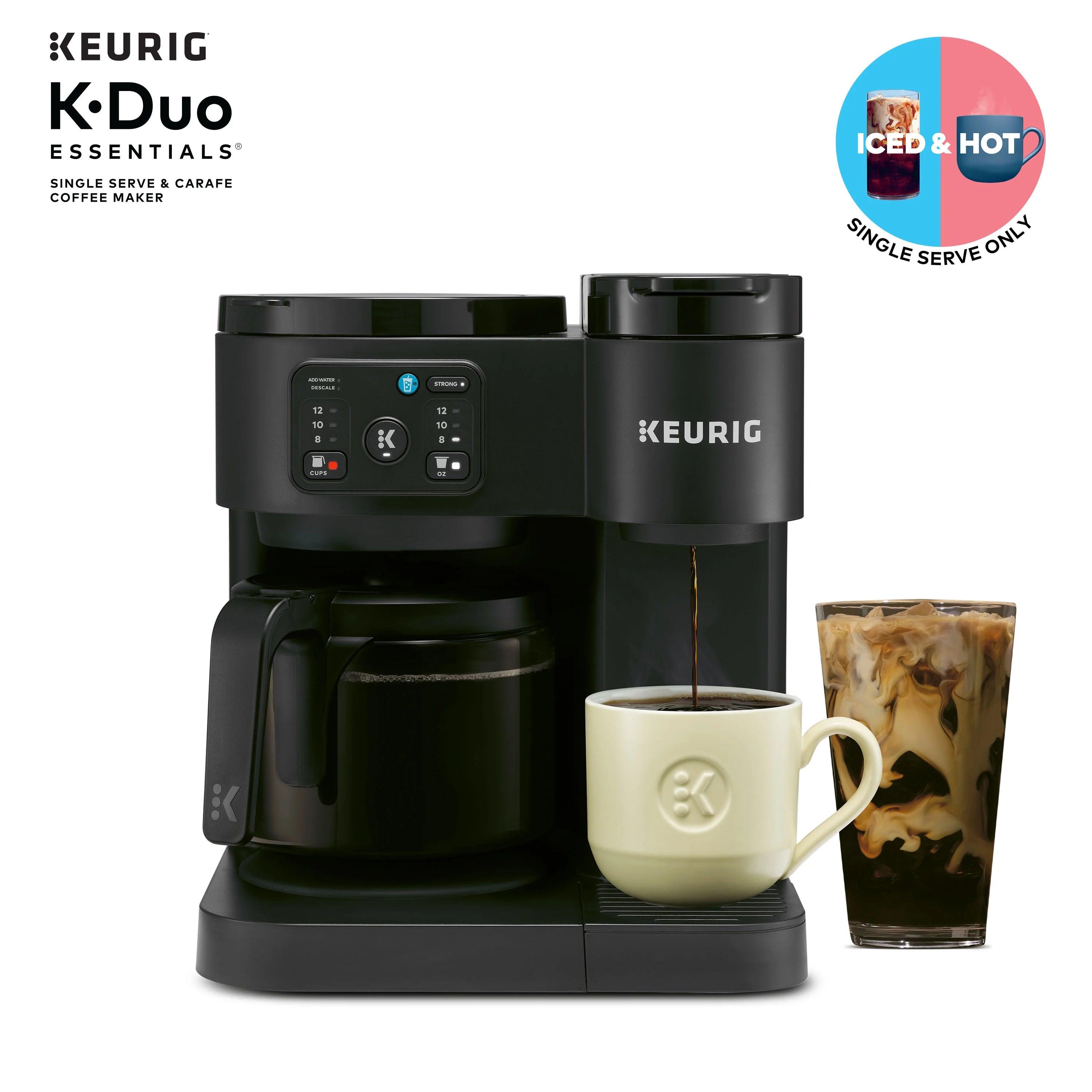 2026 New Keurig K-Duo Essentials, Hot & Iced Single-Serve K-Cup Pod Coffee Maker & Carafe, Moonlight Grey - Image 10