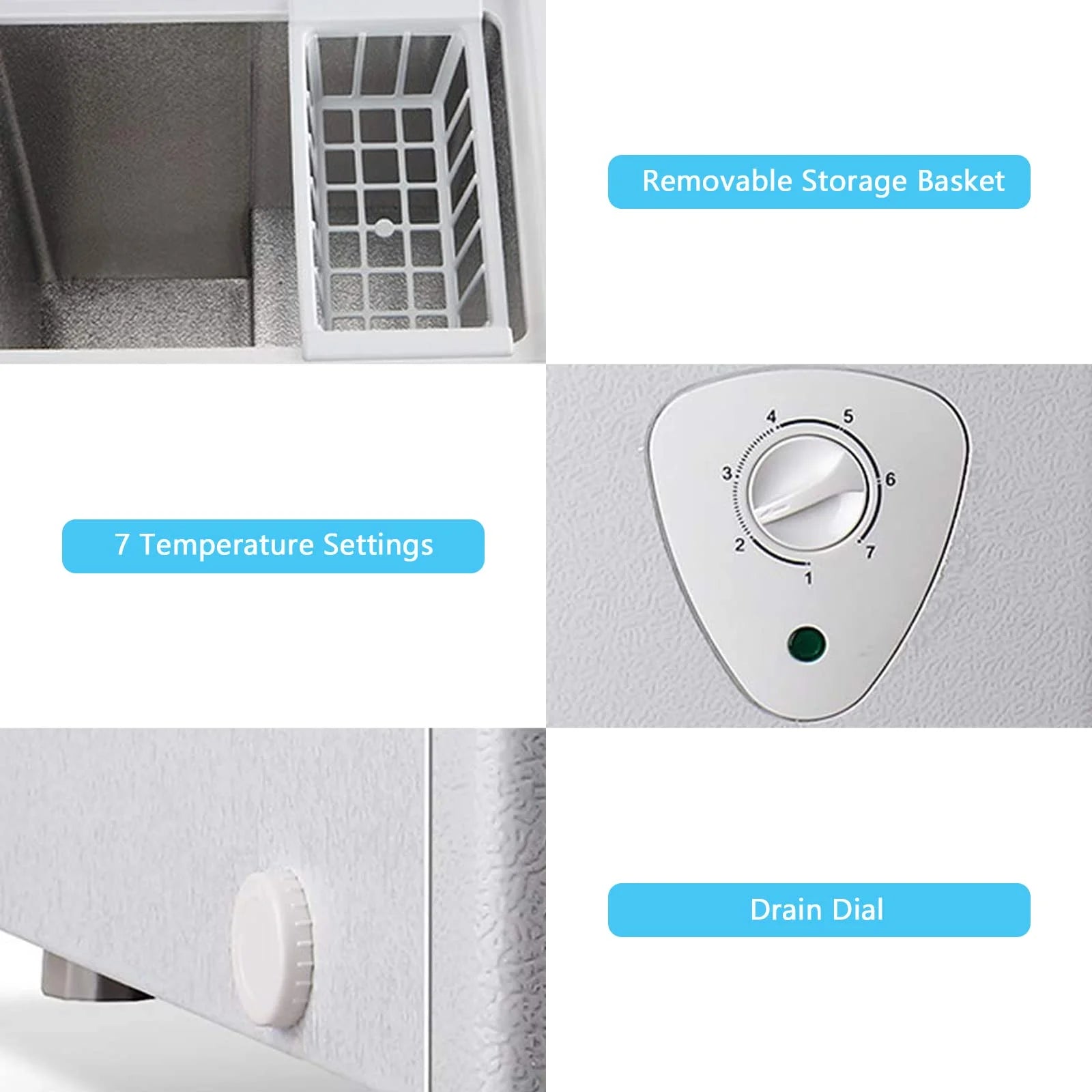 2026 New WANAI Chest Freezer 3.5 Cu Ft,Small Chest Freezer,Upright Single Door Refrigerator,White - Image 4