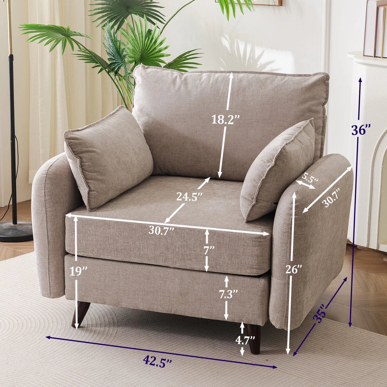 2026 New Rexulqo Oversized Accent Chair with All Seats Storage,Comfy Living Room Chairs with 2 Throw Pillow,Upholstered Mid-Century Armchair,24.5'' Deep Seat,Reading Chair For Bedroom,Office,Chenille,Green - Image 18