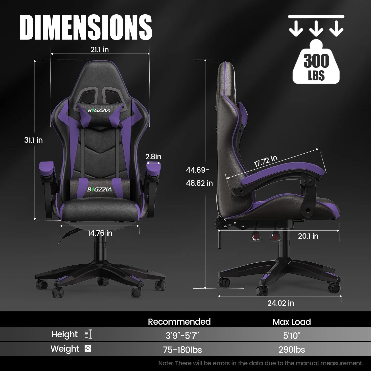 2026 New Bigzzia Gaming Chair Office Chair, Ergonomic Game Chair with Height Adjustable Headrest and Lumbar Support for Adults Teens, Black & White - Image 49