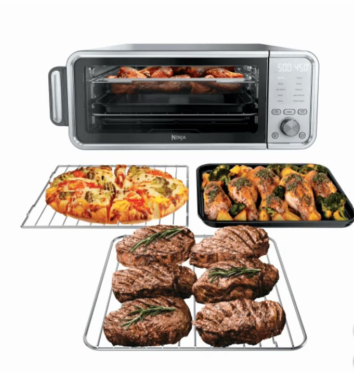 2026 New New Ninja Flip 10-in-1 Toaster Oven & Air Fryer with Added Broil Rack