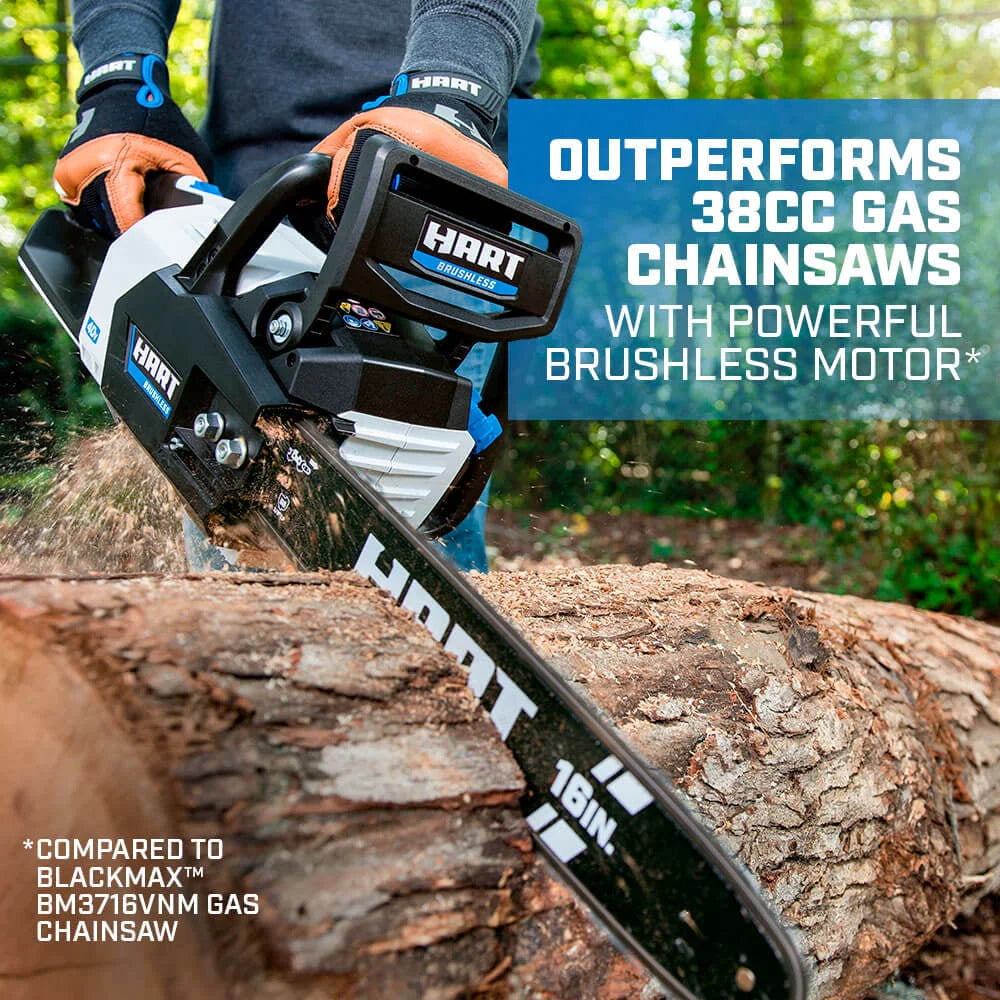 2026 New HART 40-Volt 16-inch SUPERCHARGE Battery-Powered Brushless Chainsaw Kit, (1) 4.0 Ah Lithium-Ion Battery - Image 5