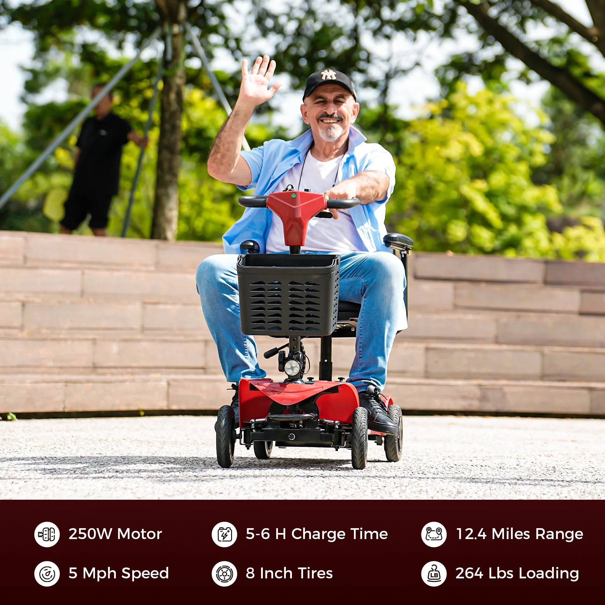 2026 New iScooter 4 Wheel Mobility Scooter for Seniors, Wider Seats & Foldale Electric Wheelchair Device for Travel, Upgraded for Superior Performance, Red - Image 6