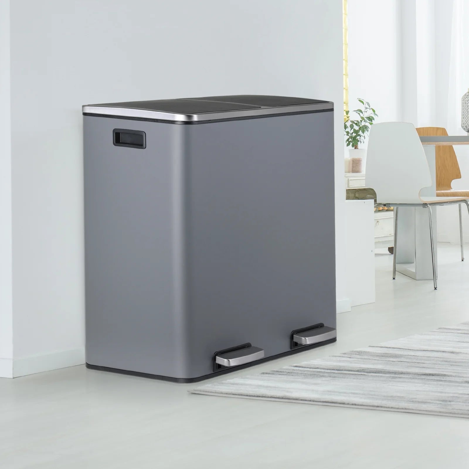 2026 New LAZY BUDDY Dual Garbage Can, Stainless Steel 16 Gallon Step Kitchen Trash Can with Soft-Close Lid, Double Compartment Garbage Recycling Bin - Image 35