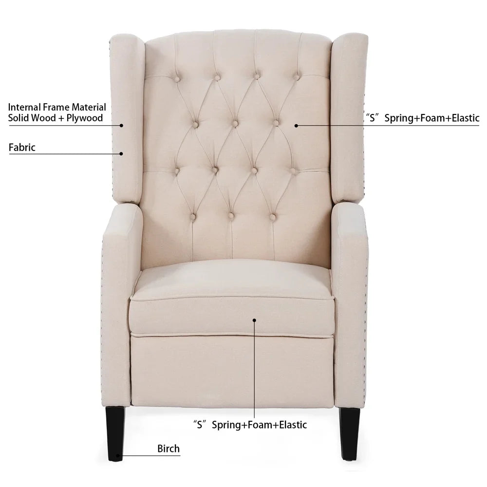 2026 New Triple Tree Modern Fabric Foam Wood Solid Print Nailhead Trim Accent Chair, Beige - Image 9