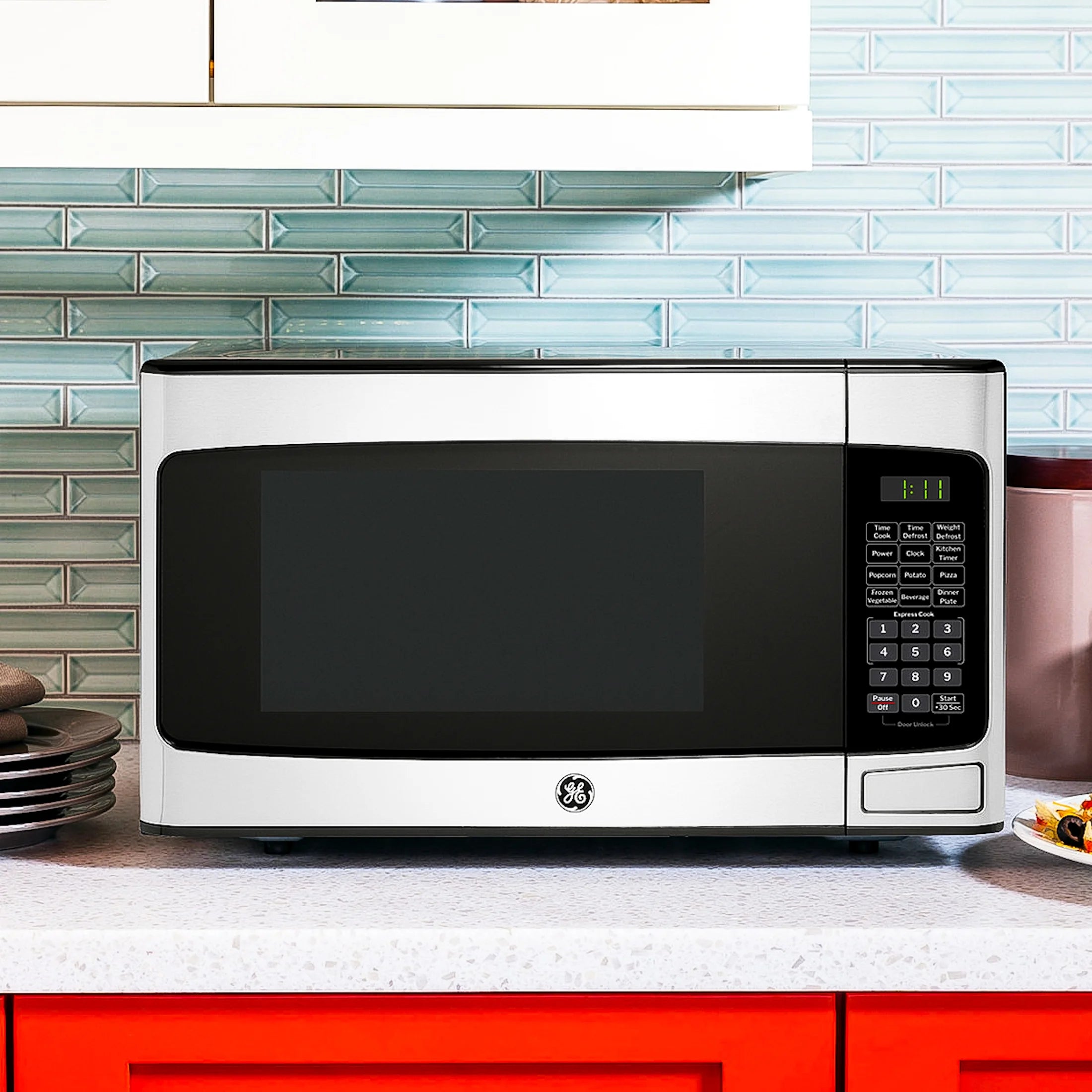 2026 New GE 1.1 Cu Ft Countertop Microwave Oven, 950W, Stainless Steel, One-Touch Cooking, Turntable, Auto Defrost, Child Lock, Model GCST11N1WSS - Image 11