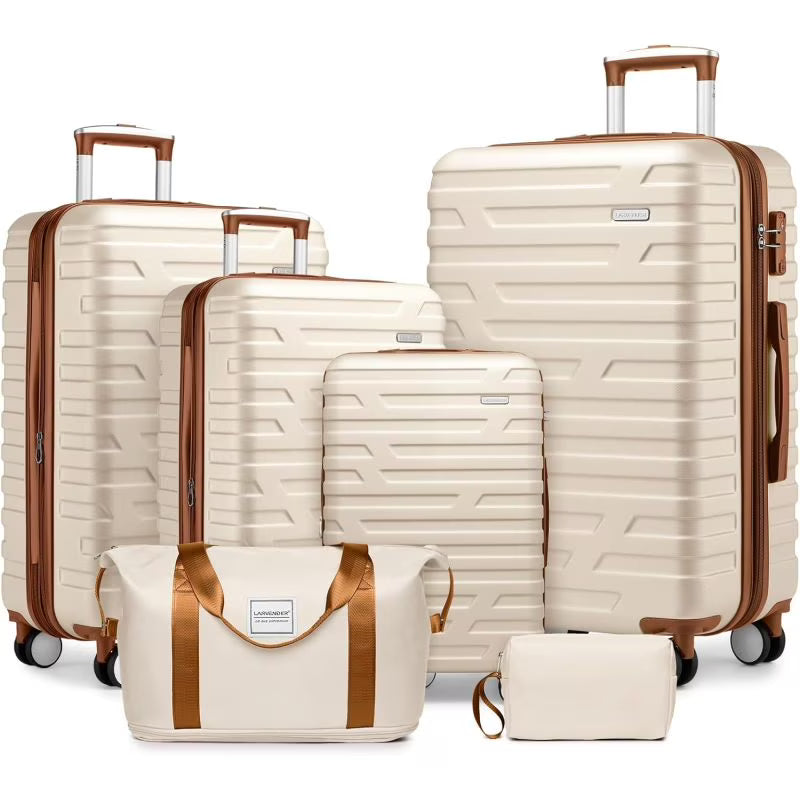 2026 New Luggage Sets 6 Piece with Duffel Bags, Hardside Expandable Suitcases with Spinner Wheels TSA Lock, Cream - Image 3