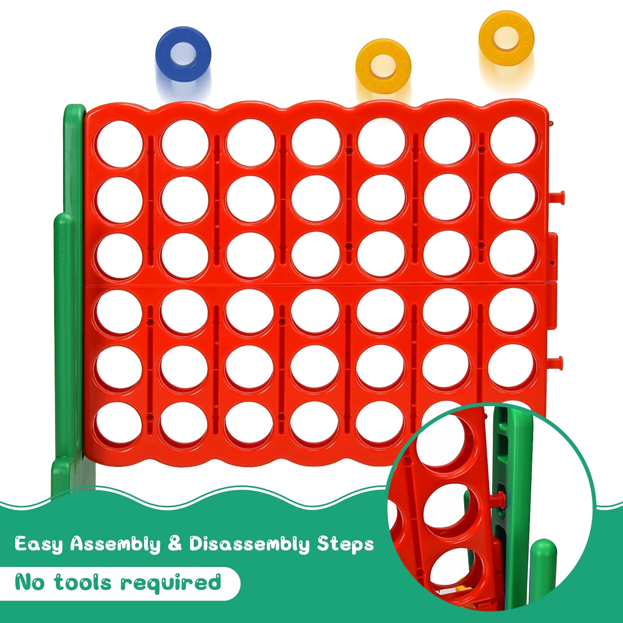 2026 New Costway Giant 4 in A Row Jumbo 4-to-Score Game Set W/Storage Carrying Bag for Kids Adult - Image 7