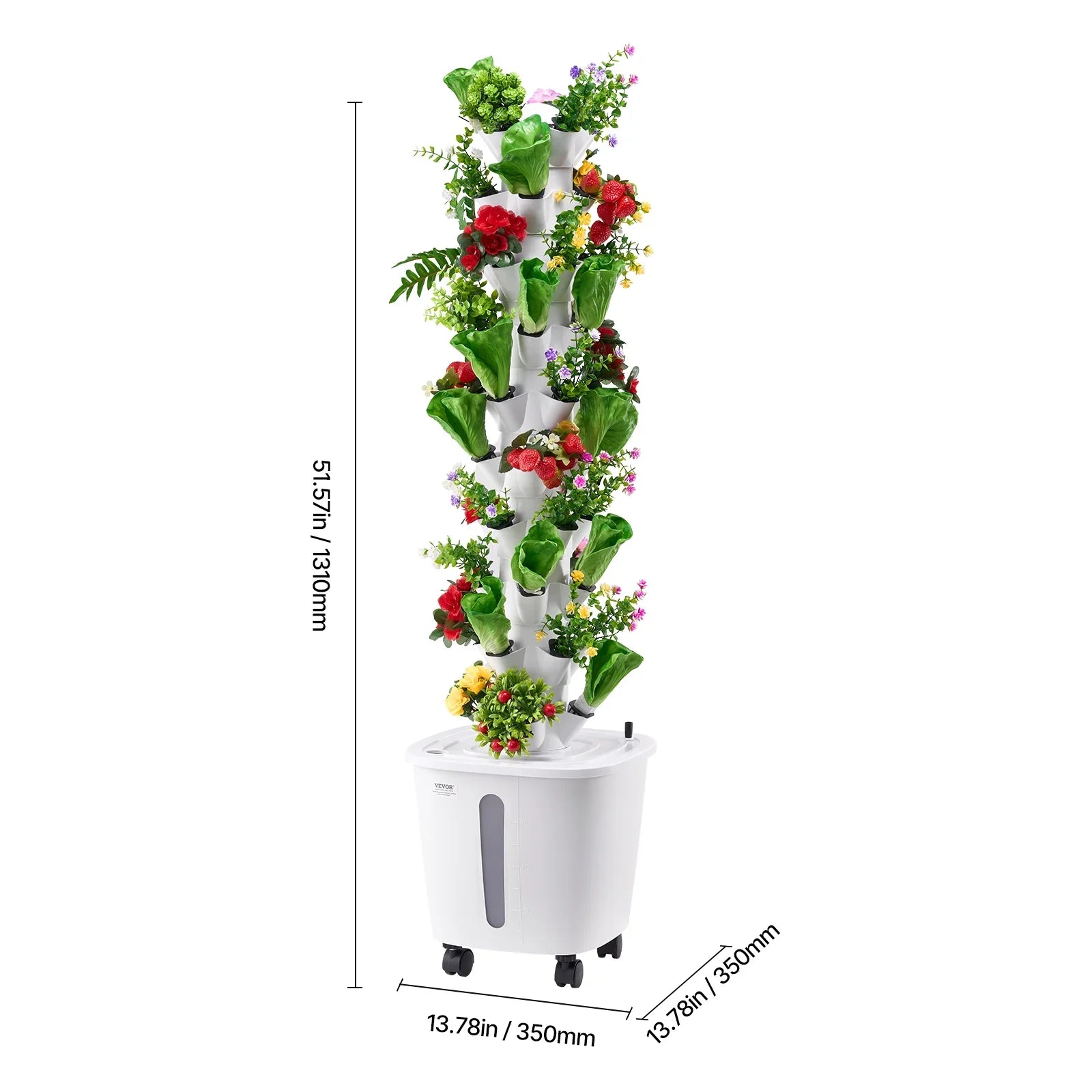 2026 New VEVOR Hydroponic Growing System, 50 Pods Vertical 10 Tiers Hydroponic Tower, Rolling Hydronic Garden with Water Pump & Wheels, Indoor Plants Germination Kit for Herbs Fruits & Vegetables - Image 8
