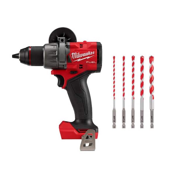 2026 New M18 FUEL 18V Lithium-Ion Brushless Cordless Hammer Drill (Tool-Only) W/SHOCKWAVE Carbide Hammer Drill Bit Set (5-Piece)
