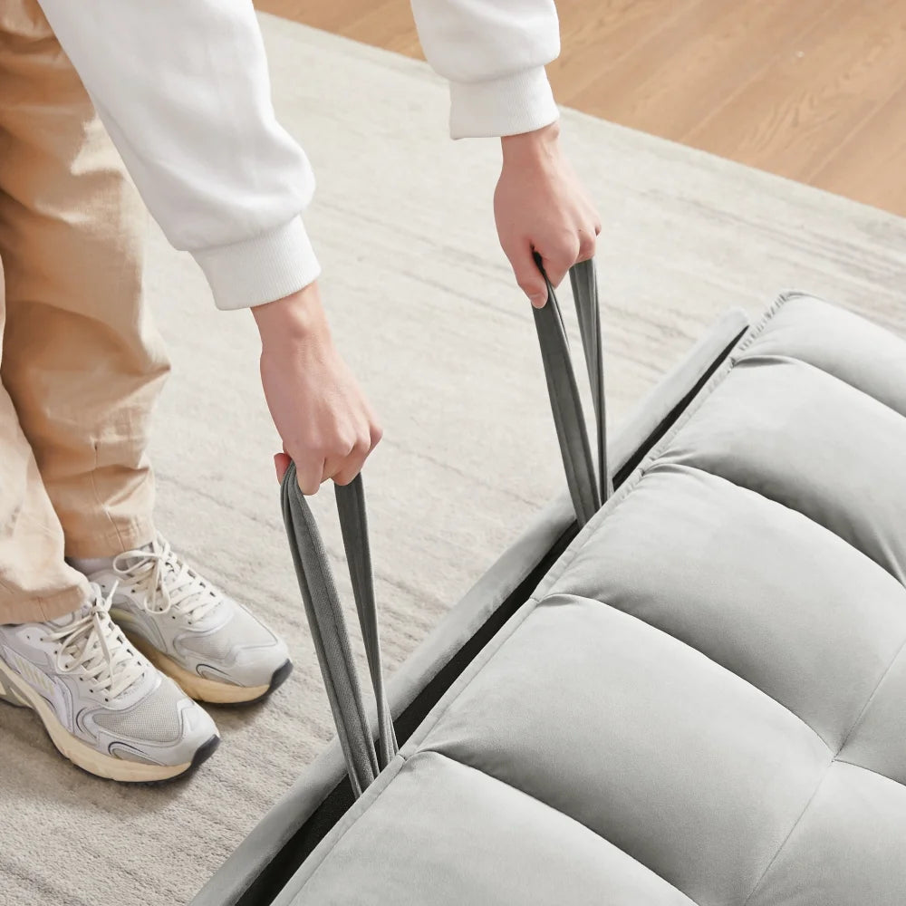 2026 New Convertible Sofa Bed,3-in-1 Sleeper Sofa with Pull Out Bed,Velvet Highly Elastic Sponge Futon Couch Loveseat with Adjustable Backrest and 2 Pillows for Living Room,Gray - Image 13