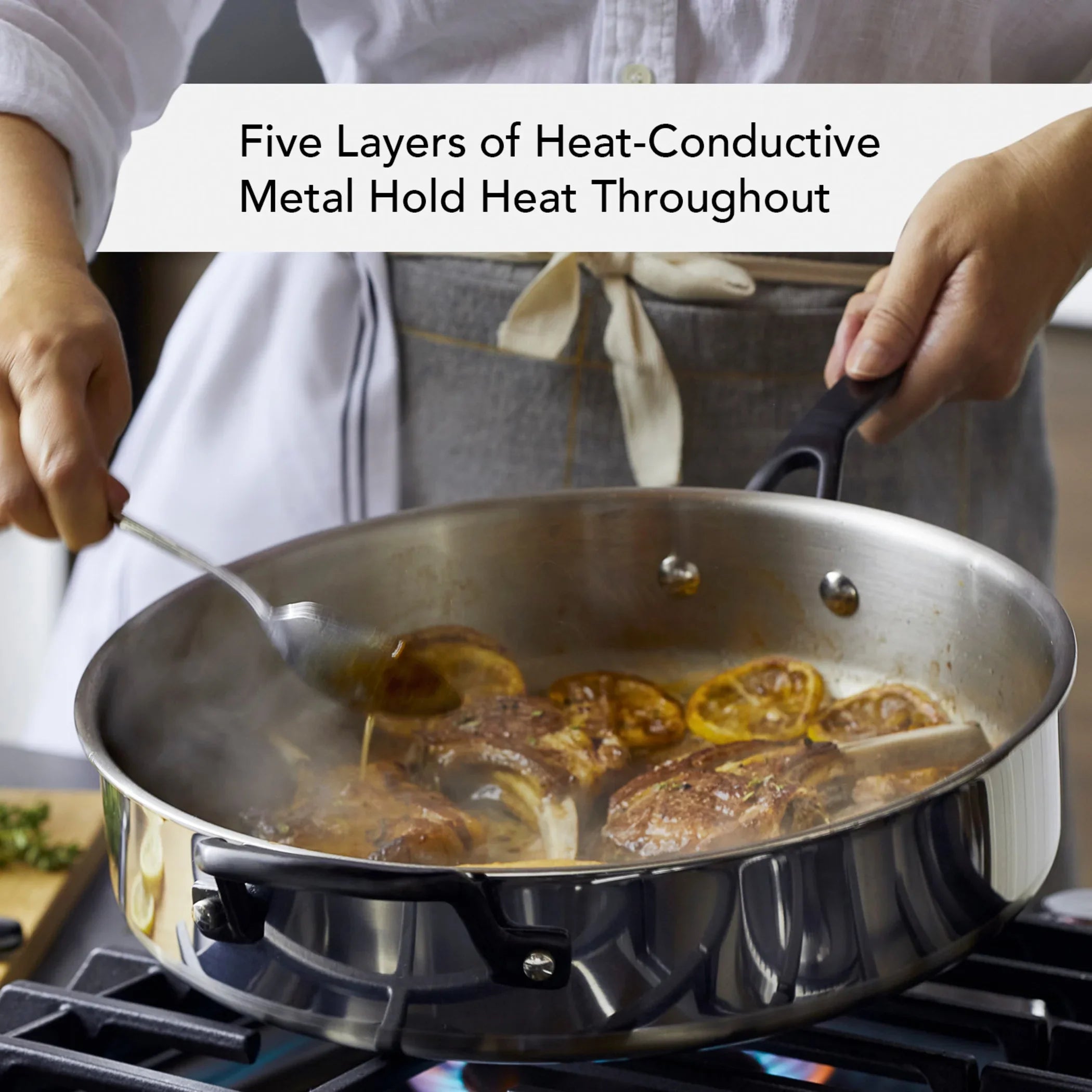 2026 New KitchenAid 5-Ply Clad 10 Pcs Stainless Steel Cookware Induction Pots and Pans Set, Dishwasher Safe, Metal Utensil, Broiler and Oven Safe to 500" F, Polished Stainless Steel - Image 6