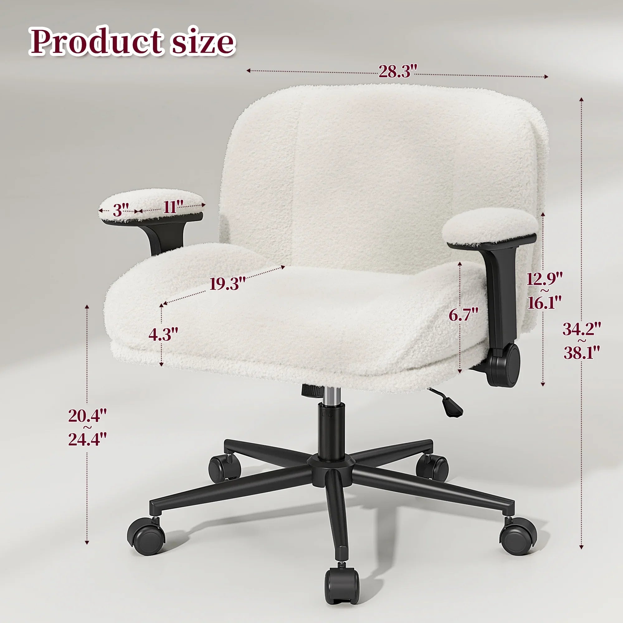 2026 New Romorgniz Criss Cross Chair with Adjustable Arms & Lumbar Support Office Chair with Reclining Back, Thick Cushion & Wheels for Office, Gaming, Reading, Vanity, Off-White - Image 7