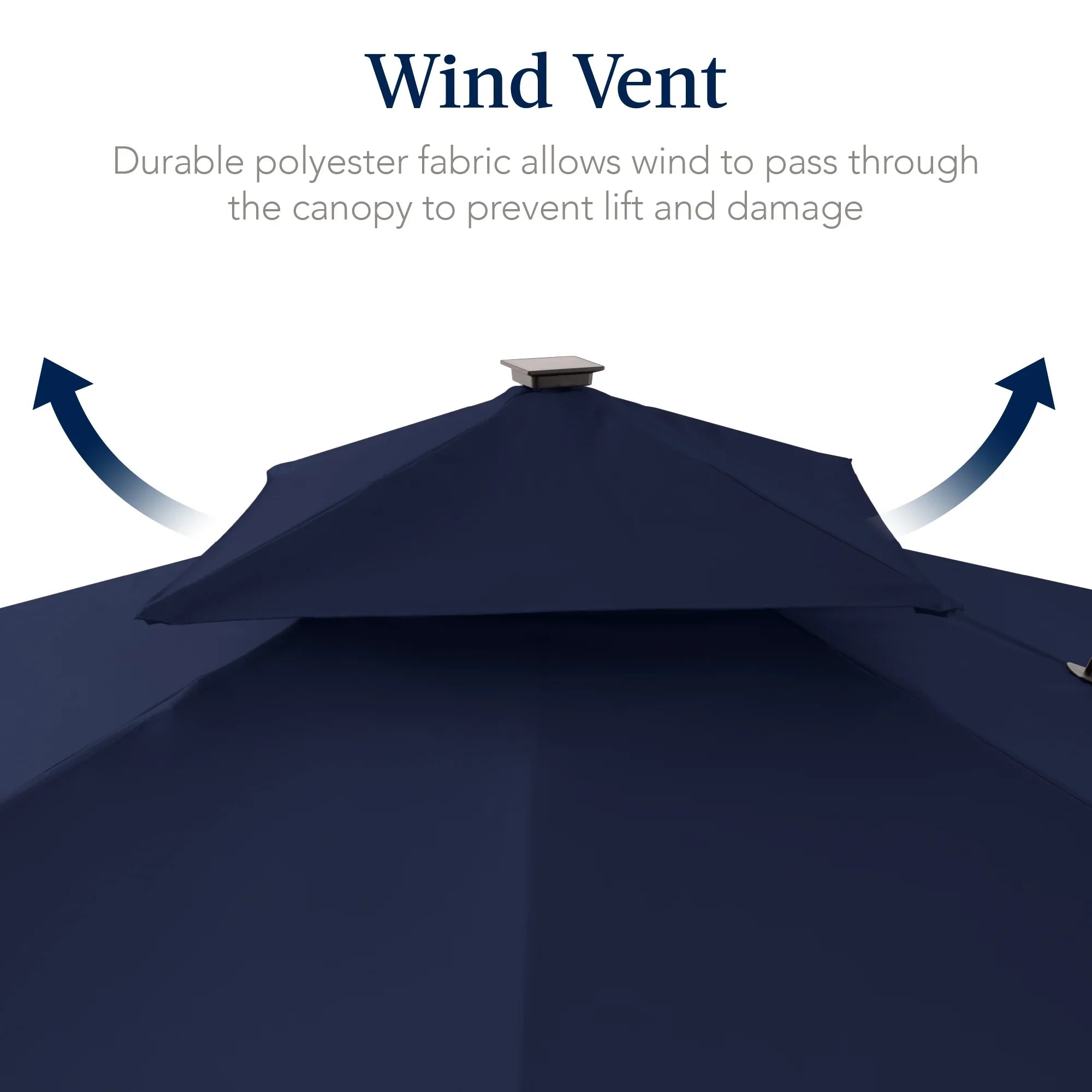 2026 New Best Choice Products 12x12ft 2-Tier Square Outdoor Solar LED Cantilever Umbrella w/ 360-Rotating Base Navy Blue - Image 7
