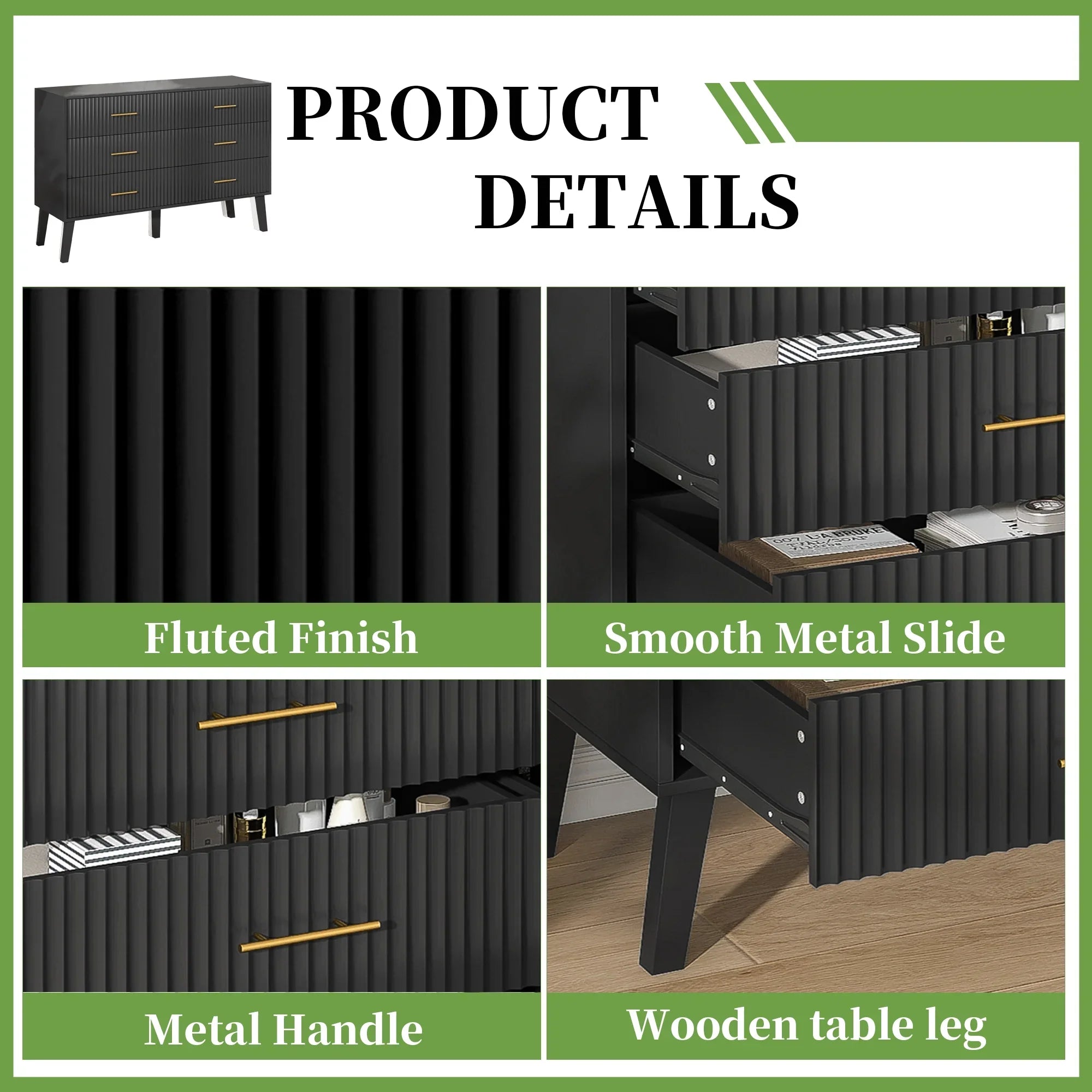 2026 New Fluted 6 Drawers Dresser, Wide Modern Chest of Drawers, 6 Drawer Double Dresser - Image 29