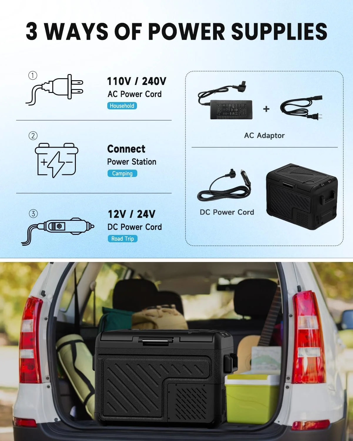 2026 New Car Refrigerator, RV Refrige with 12/24V DC & 110-240V AC, Portable Freezer Electric Compressor Cooler For Car, RV, Camping, Travel, Fishing, Outdoor or Home Use - Image 9