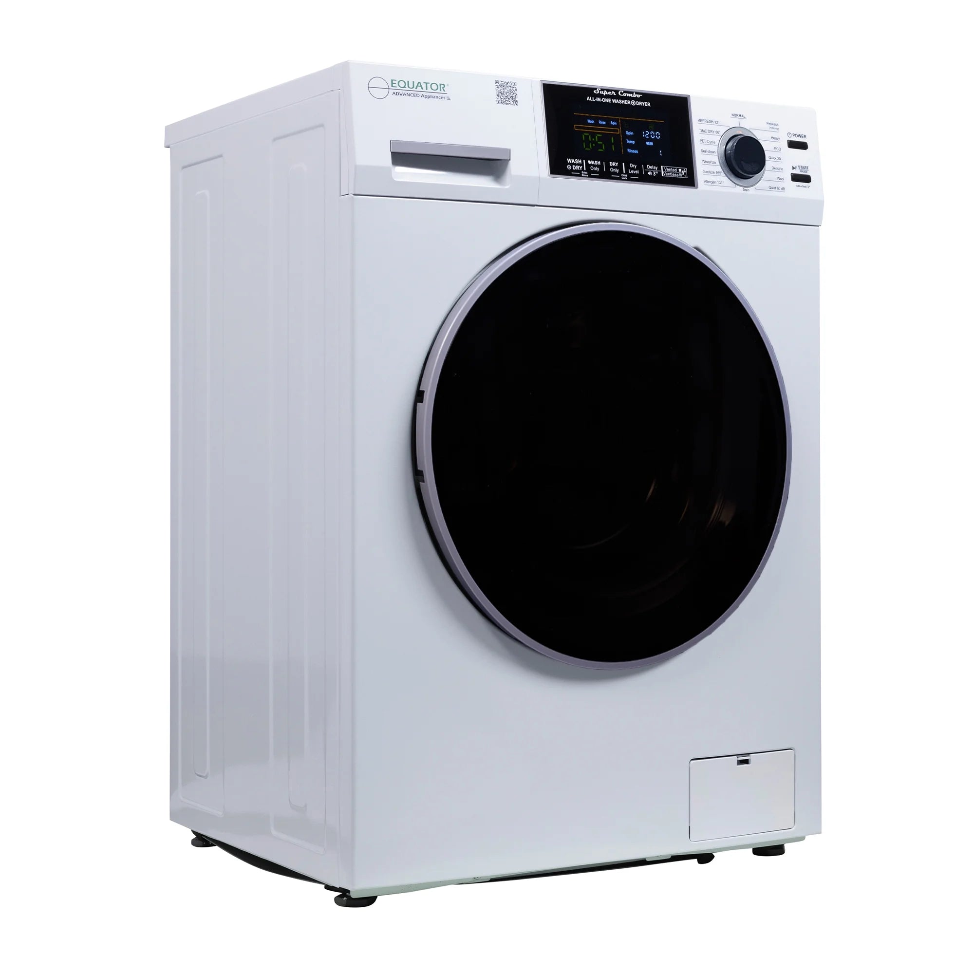 2026 New Equator Combination Washer Dryer Ventless/Vented Pet cycle 1.62cf/15lbs 110V with Adjustable legs - Image 24