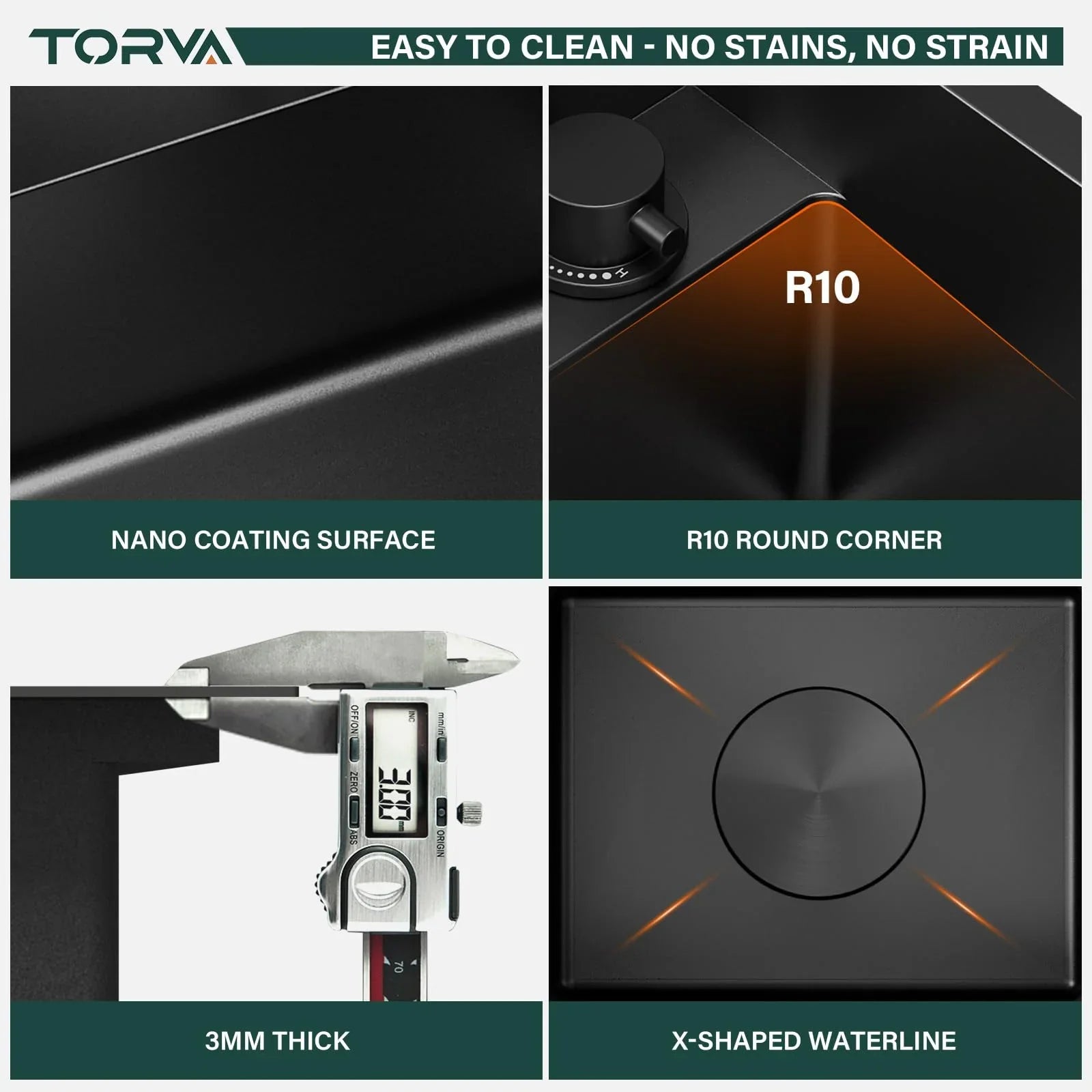 2026 New TORVA RV Kitchen Sink, 13 x 15 x 7 Inch Undermount Bar Sink 16 Gauge Stainless Steel Single Bowl Sink with Foldable Faucet Cutting Board, Dark Grey - Image 6