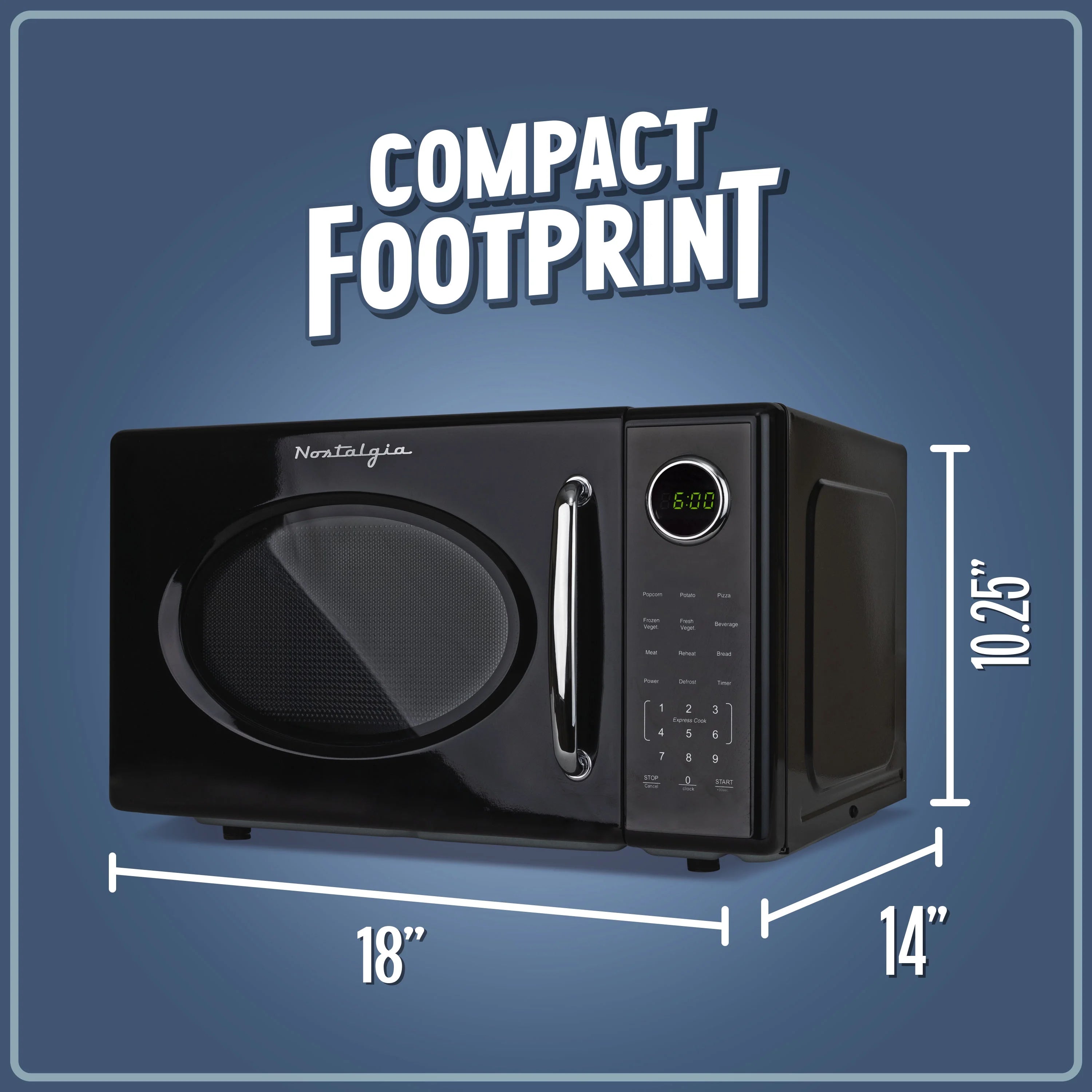 2026 New Nostalgia Retro Microwave Oven - 1.1 Cu Ft & 1000-Watt Countertop Size with Glass Turntable, Child Safety Lock, 8 Auto-Cook Programs & Digital Clock - Black - Image 8