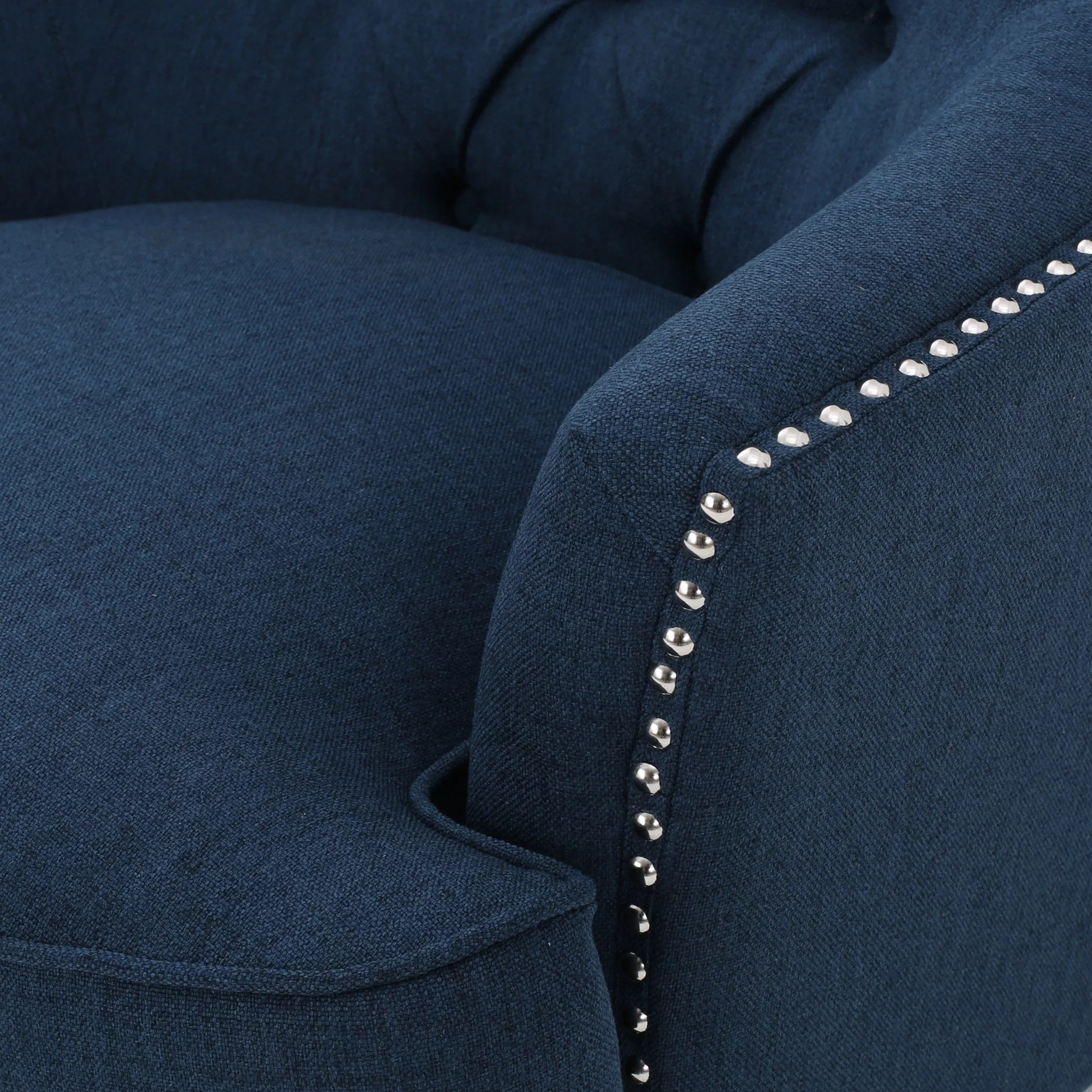 2026 New Noble House Tanner Tufted Fabric Club Accent Chair, Dark Blue - Image 5