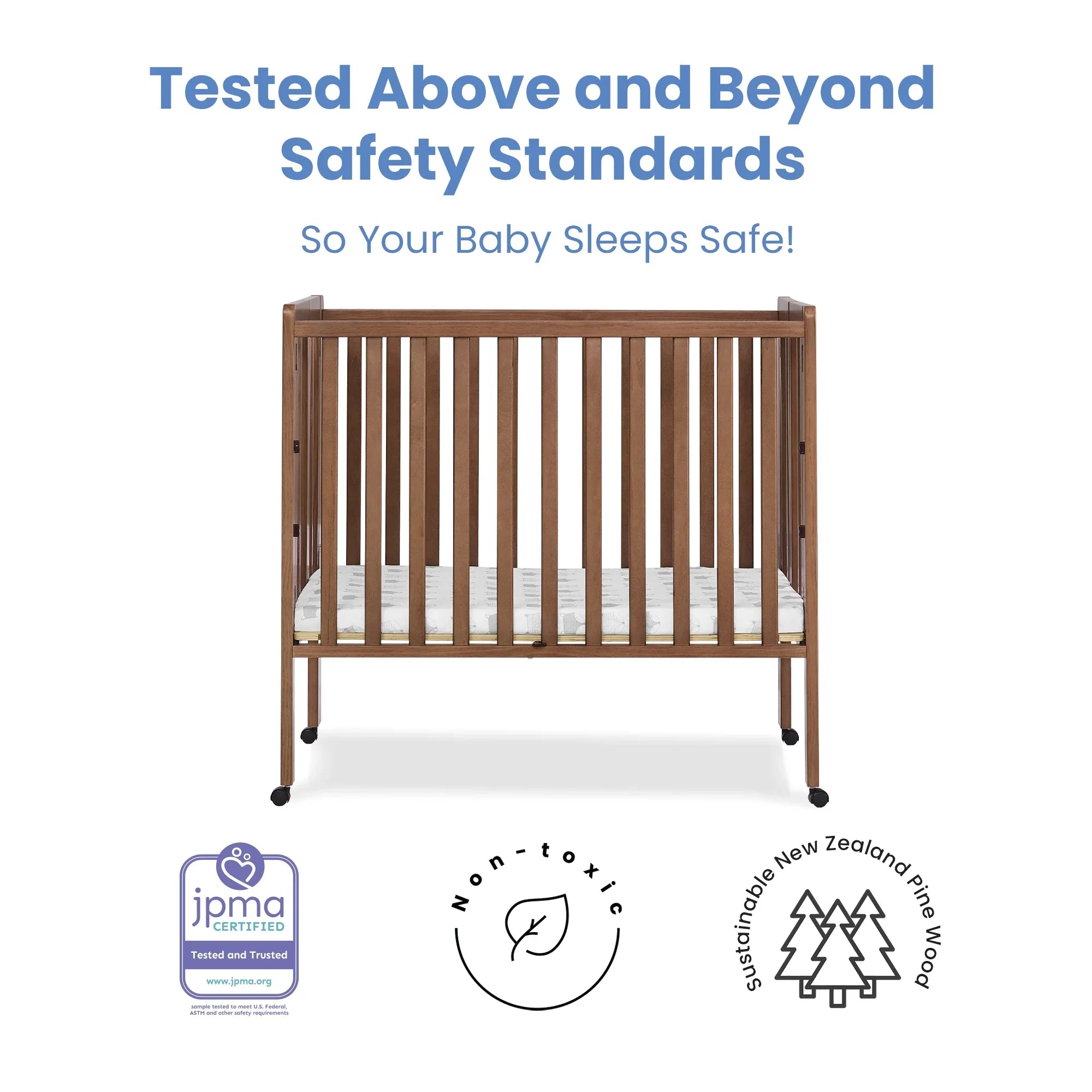 2026 New Delta Children Lee Portable Folding Mini Crib with 1.5-Inch Mattress - Greenguard Gold Certified, Bianca White - Image 37