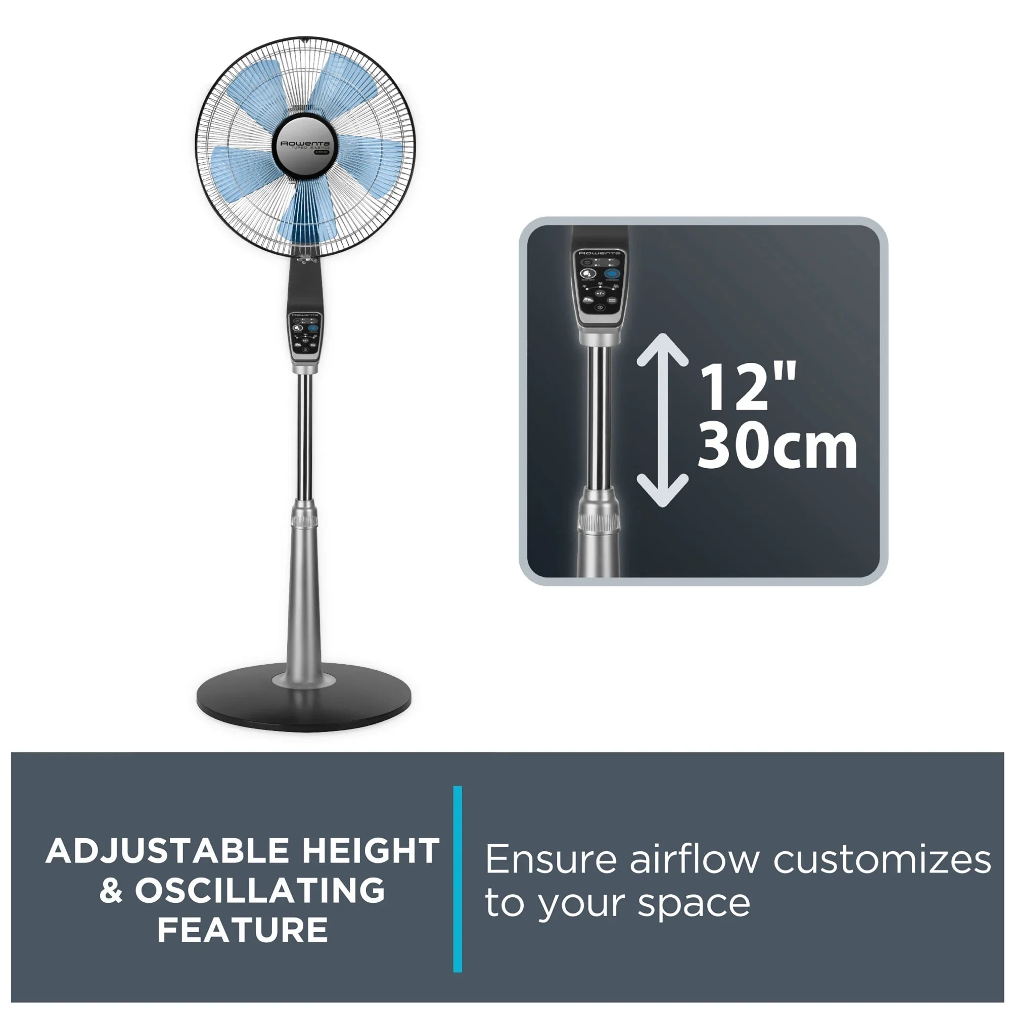 2026 New Rowenta Turbo Silence Standing Floor Fan with Remote, 53 Inch, Portable, 5 Speeds, VU5670 - Image 5