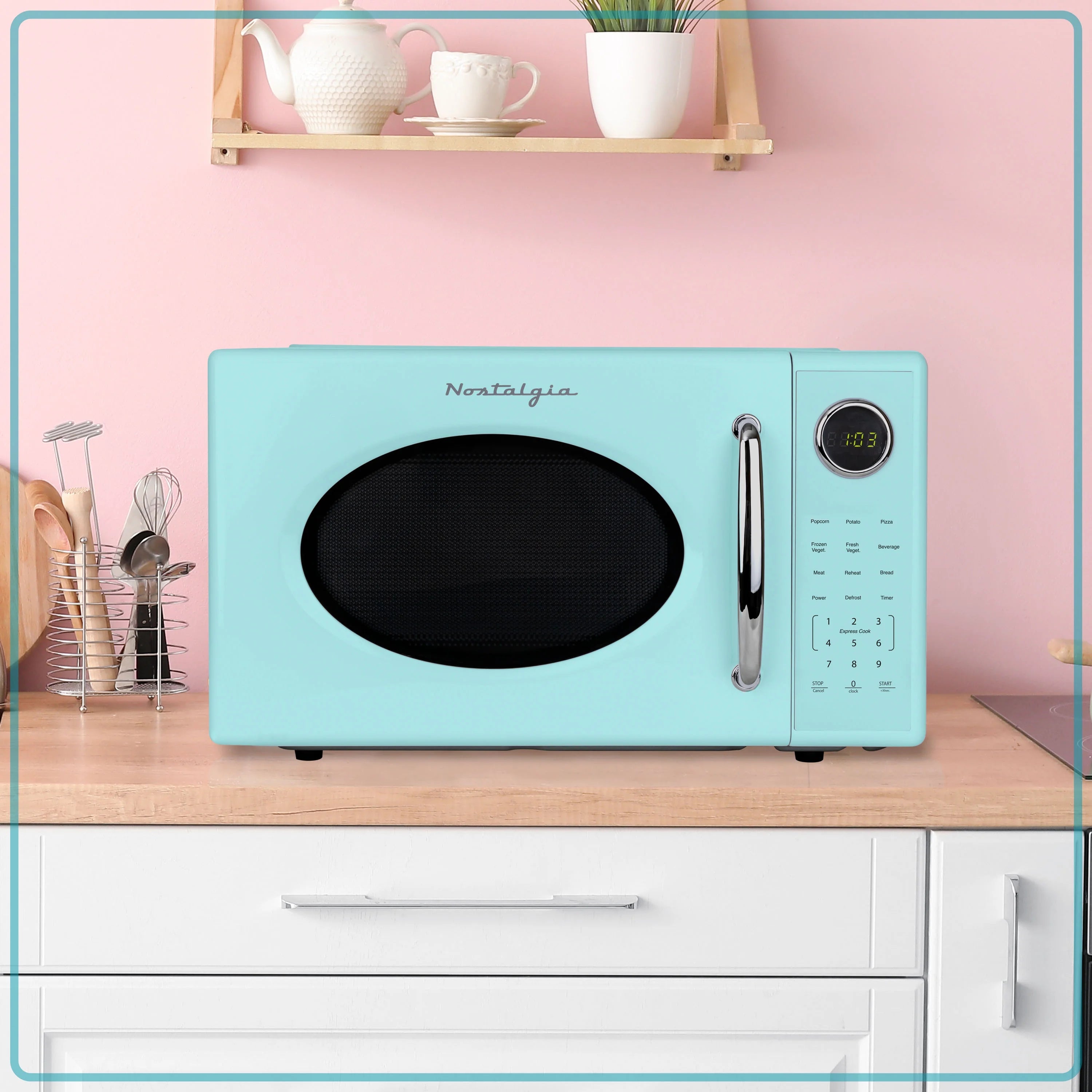 2026 New Nostalgia Retro Microwave Oven - 1.1 Cu Ft & 1000-Watt Countertop Size with Glass Turntable, Child Safety Lock, 8 Auto-Cook Programs & Digital Clock - Black - Image 28