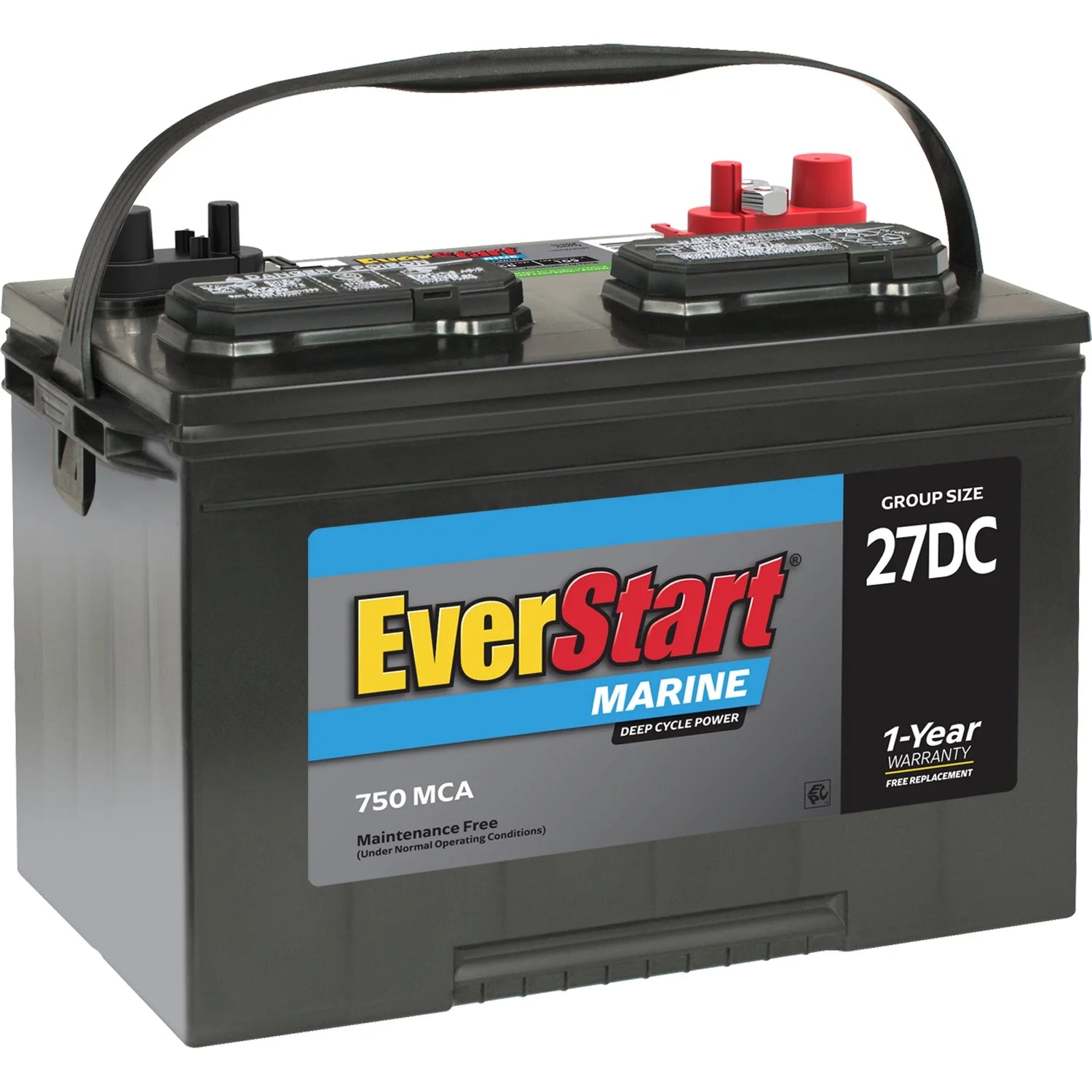 2026 New EverStart Lead Acid Marine & RV Deep Cycle Battery, Group Size 27DC 12 Volt, 750 MCA*