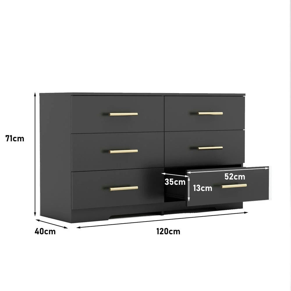 2026 New Kadyn Modern 6 Drawer Dresser Wood Cabinet,Dresser for Bedroom, Kitchen Storage Cabinet with Drawers, Chest of Drawers(Black) - Image 87