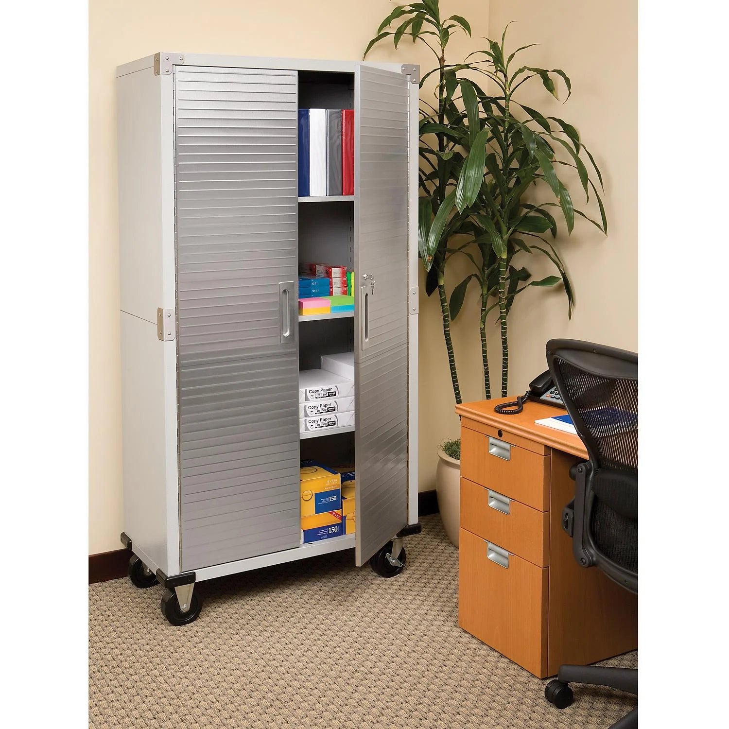 2026 New Seville Classics UltraHD Steel Body Lockable Storage Filing Cabinet Organizer Locker Shelving Unit 36" W x 18" D x 72" H, Granite - Image 11