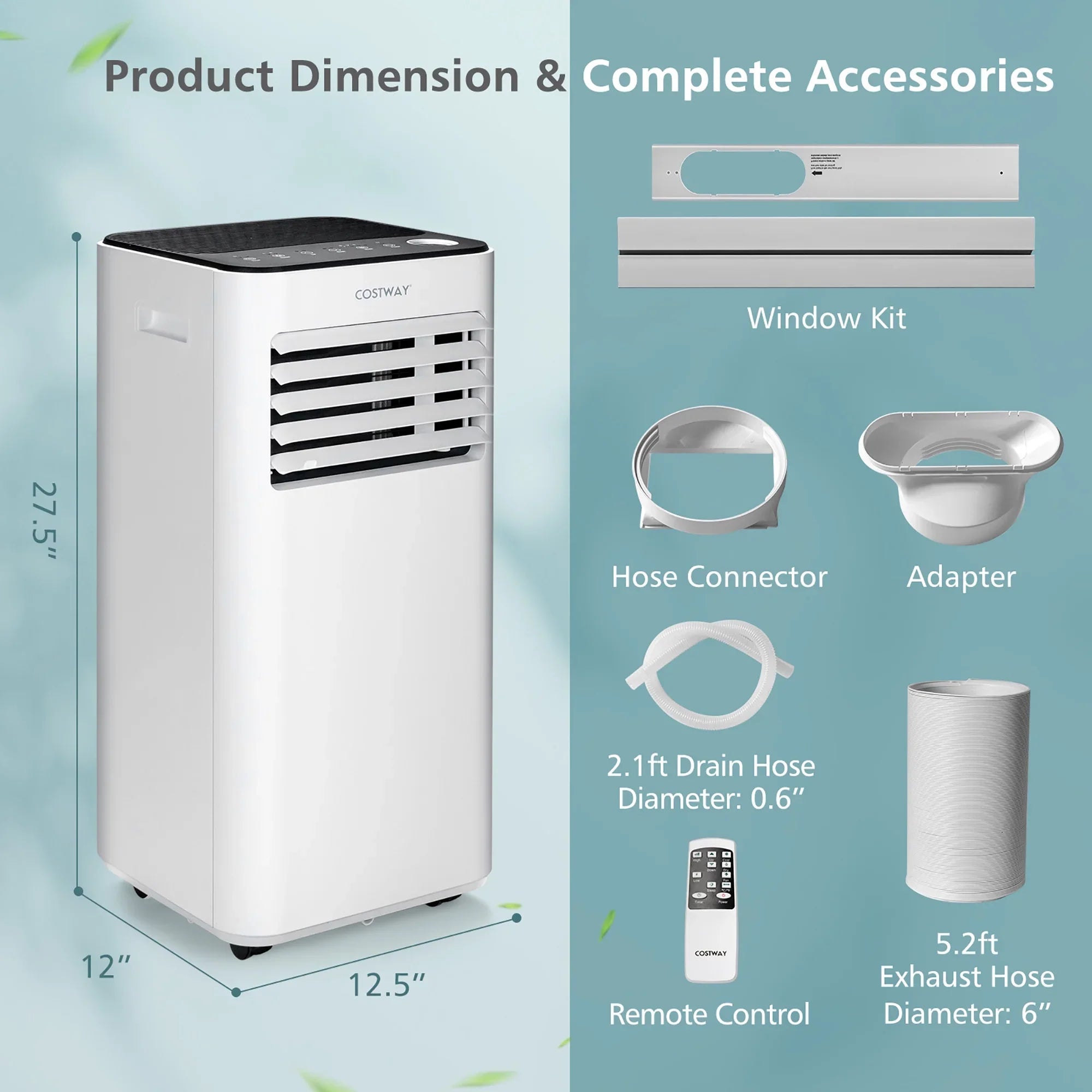 2026 New Costway 10000 BTU Portable Air Conditioner 3-in-1 Air Cooler with Fan Dehum Sleep Mode - Image 10