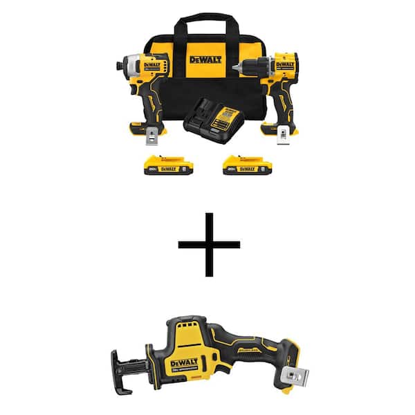 2026 New ATOMIC 20-Volt MAX Lithium-Ion Cordless Combo Kit (2-Tool) and Compact Recip Saw with (2) 2Ah Batteries, Charger and Bag