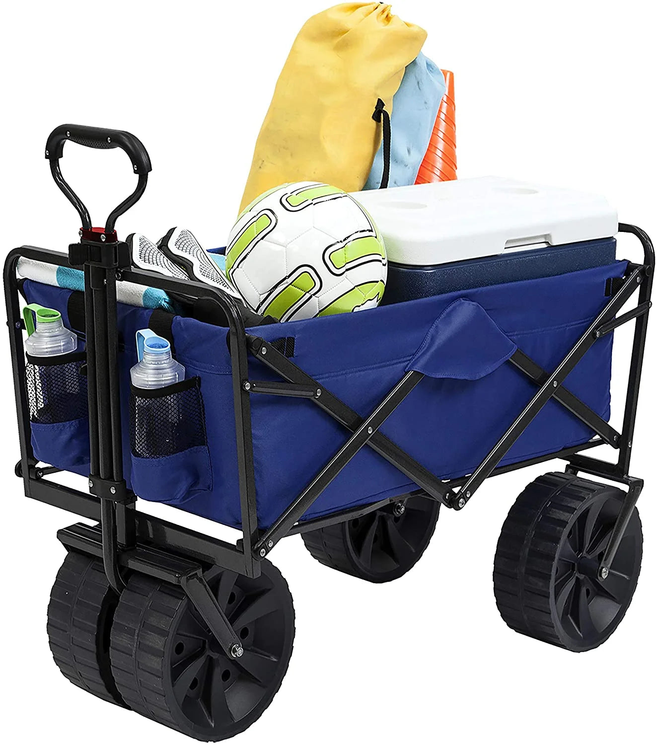 2026 New Mac Sports Heavy Duty Collapsible Folding All Terrain Utility Beach Wagon Cart, Blue/Black - Image 6