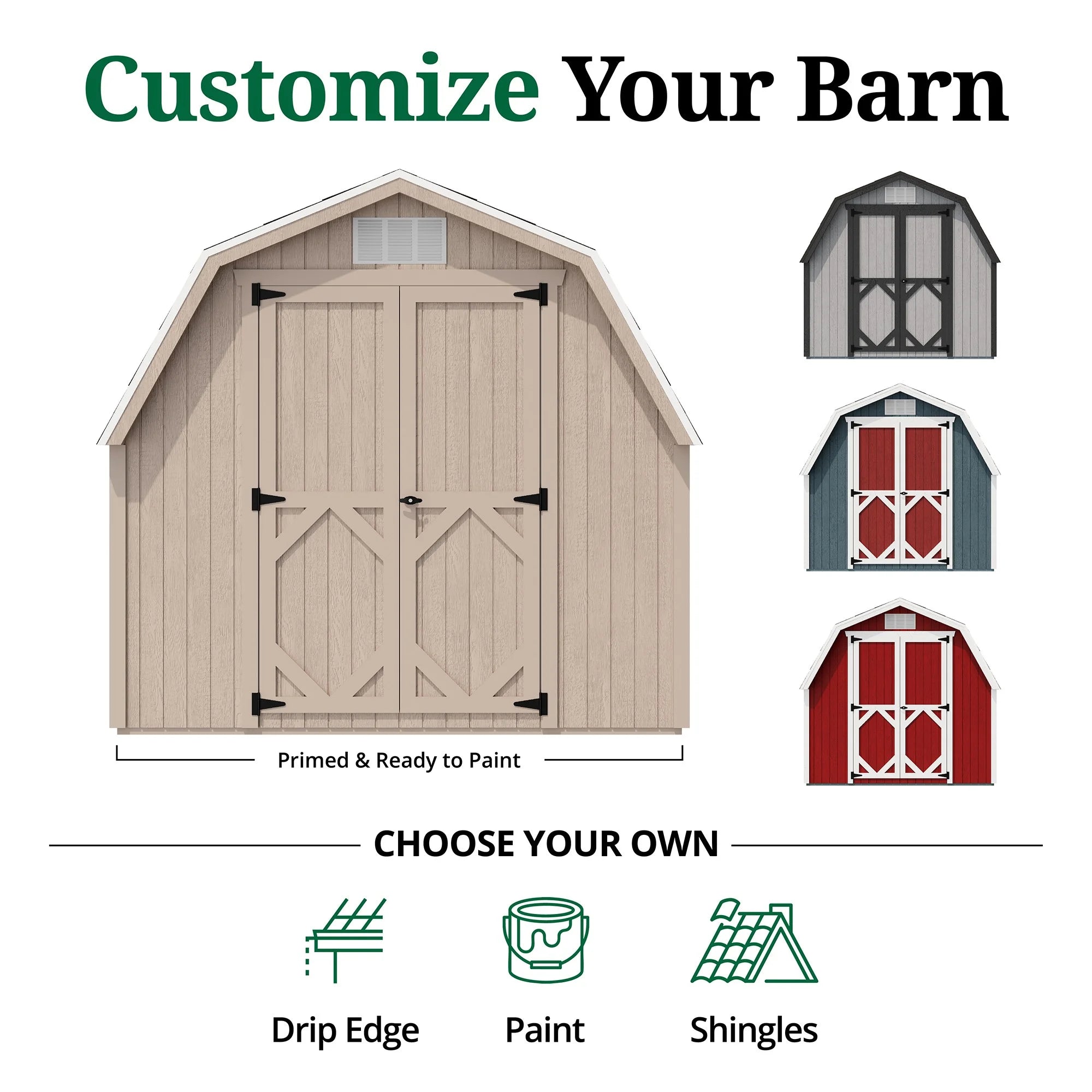 2026 New Little Cottage Co. 8x8 Classic Gambrel Barn with 4 ft. Sidewalls, Outdoor Wood Storage Shed Do-It-Yourself Precut Kit - Image 11
