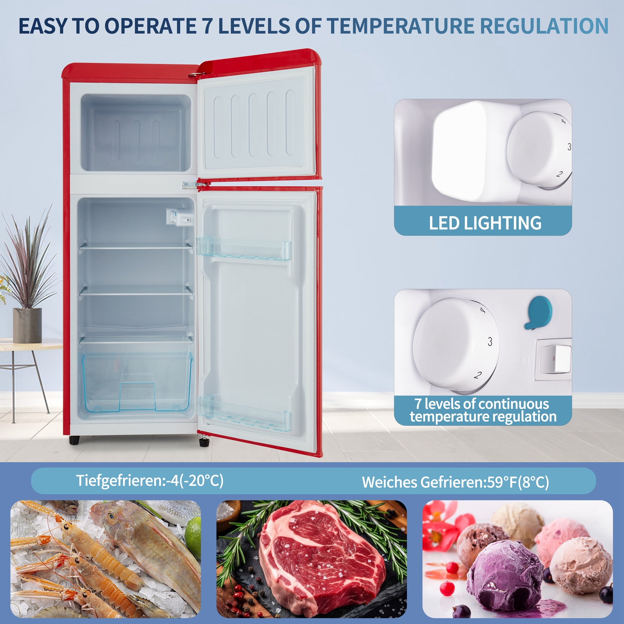 2026 New Harper & Bright Designs Double Door Mini Fridge with Freezer, 3.2 Cu.Ft Compact Refrigerator with Adjustable Shelf, Adjustable Thermostat and Reversible Door for Bedroom, Dorm, Home Office, White - Image 42