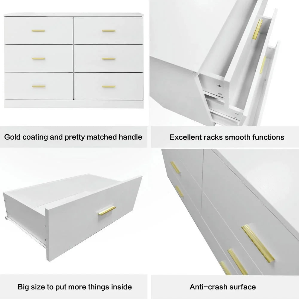2026 New Kadyn Modern 6 Drawer Dresser Wood Cabinet,Dresser for Bedroom, Kitchen Storage Cabinet with Drawers, Chest of Drawers(Black) - Image 59