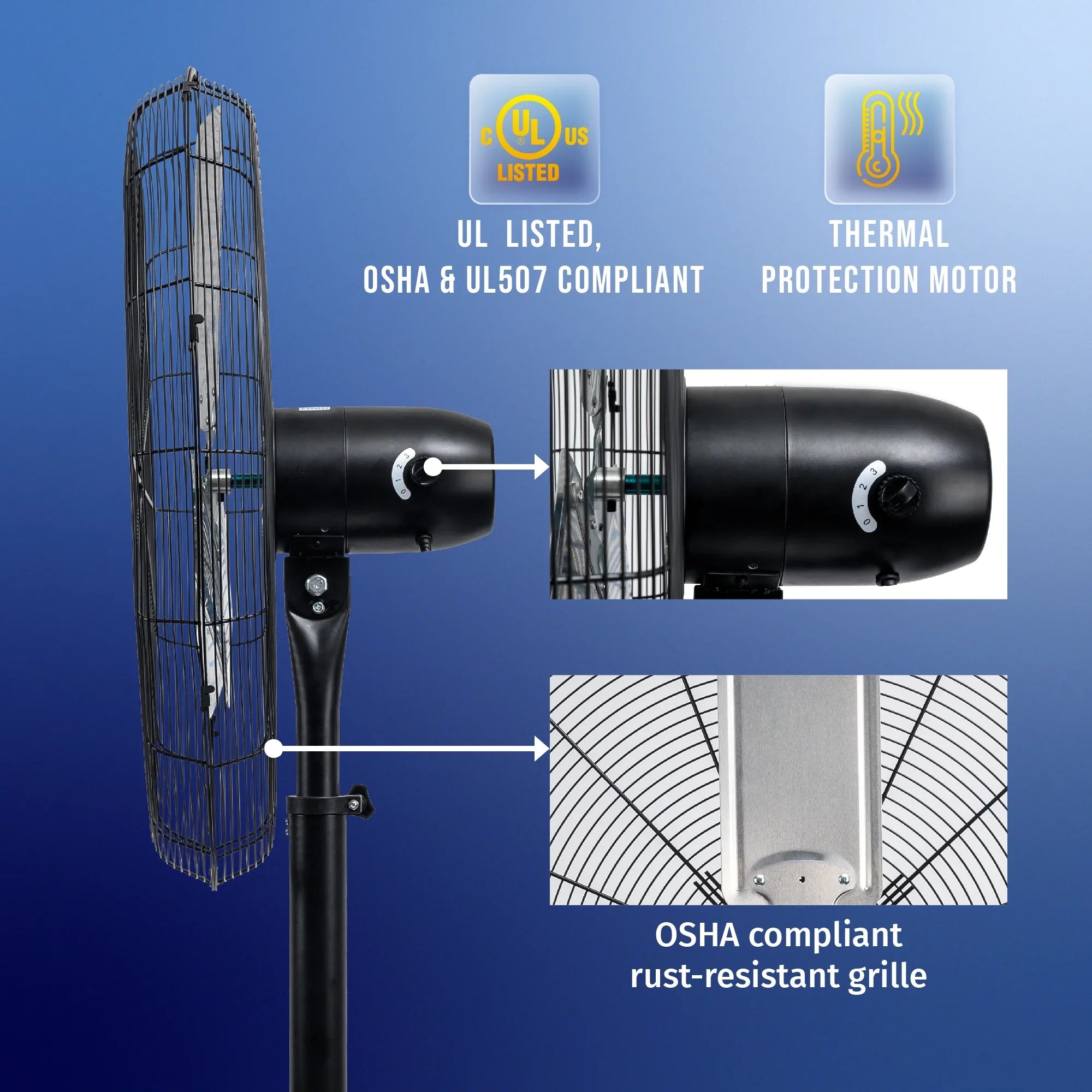 2026 New Tornado - 20 Inch High Velocity Metal Oscillating Pedestal Fan - Commercial, Industrial Use Water-Resistant - Image 39