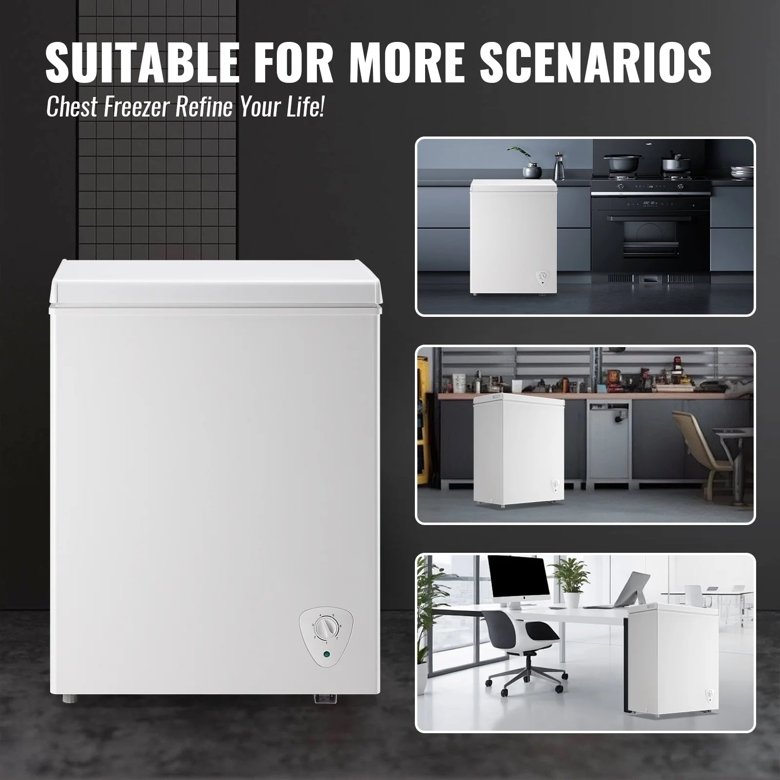 2026 New JIEJIA Compact Freezer 3.5 cu ft Environmental Chest Freezer, Mini Freezer with 7 Gear Adjustable Temperature, Removable Storage Basket, Energy Saving, White - Image 4
