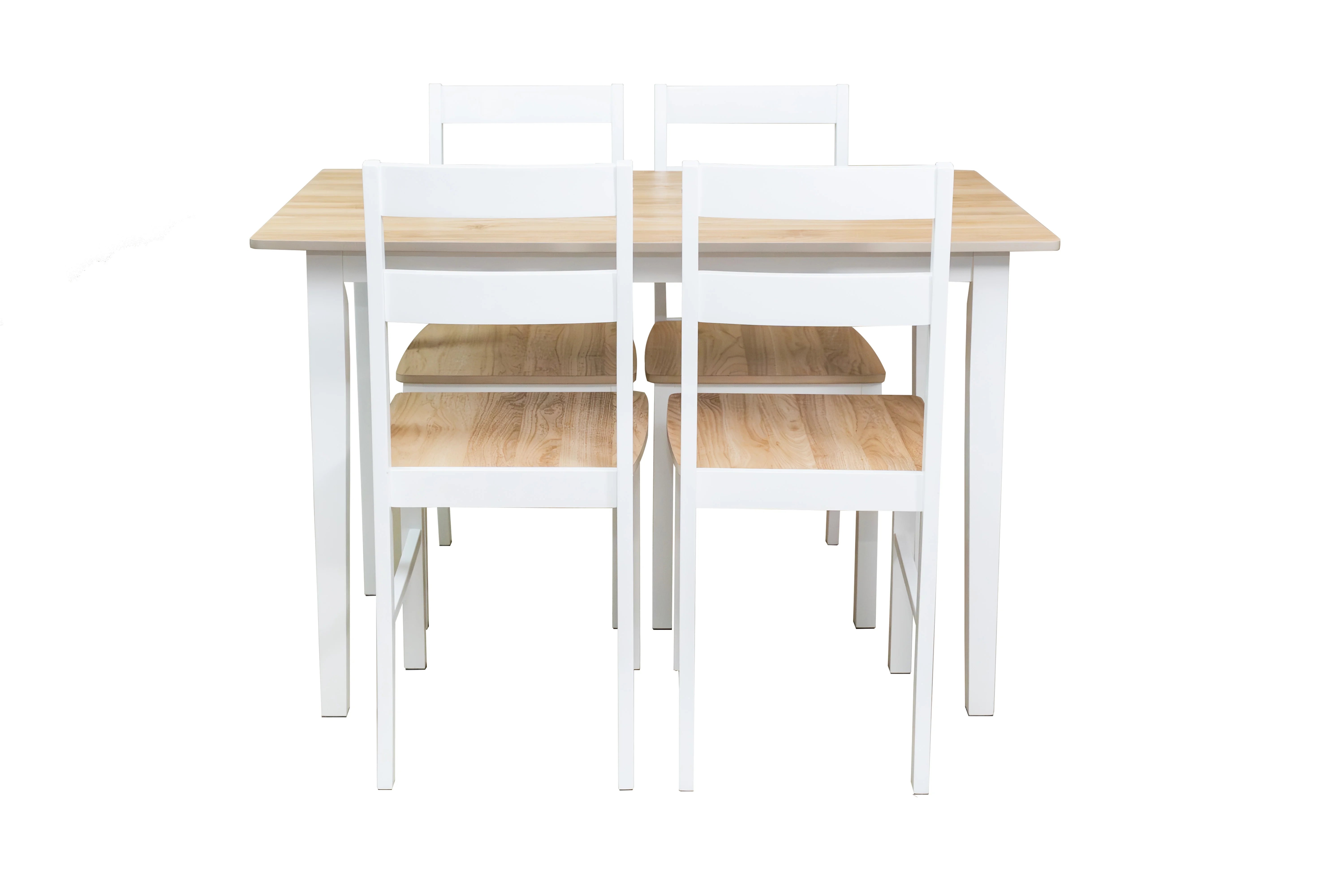 2026 New Mainstays 5-Piece Dining Set, 1 Table and 4 Chairs, White, MDF and Rubberwood, Indoor, 46" L x 29" W x 30" H Table - Image 3