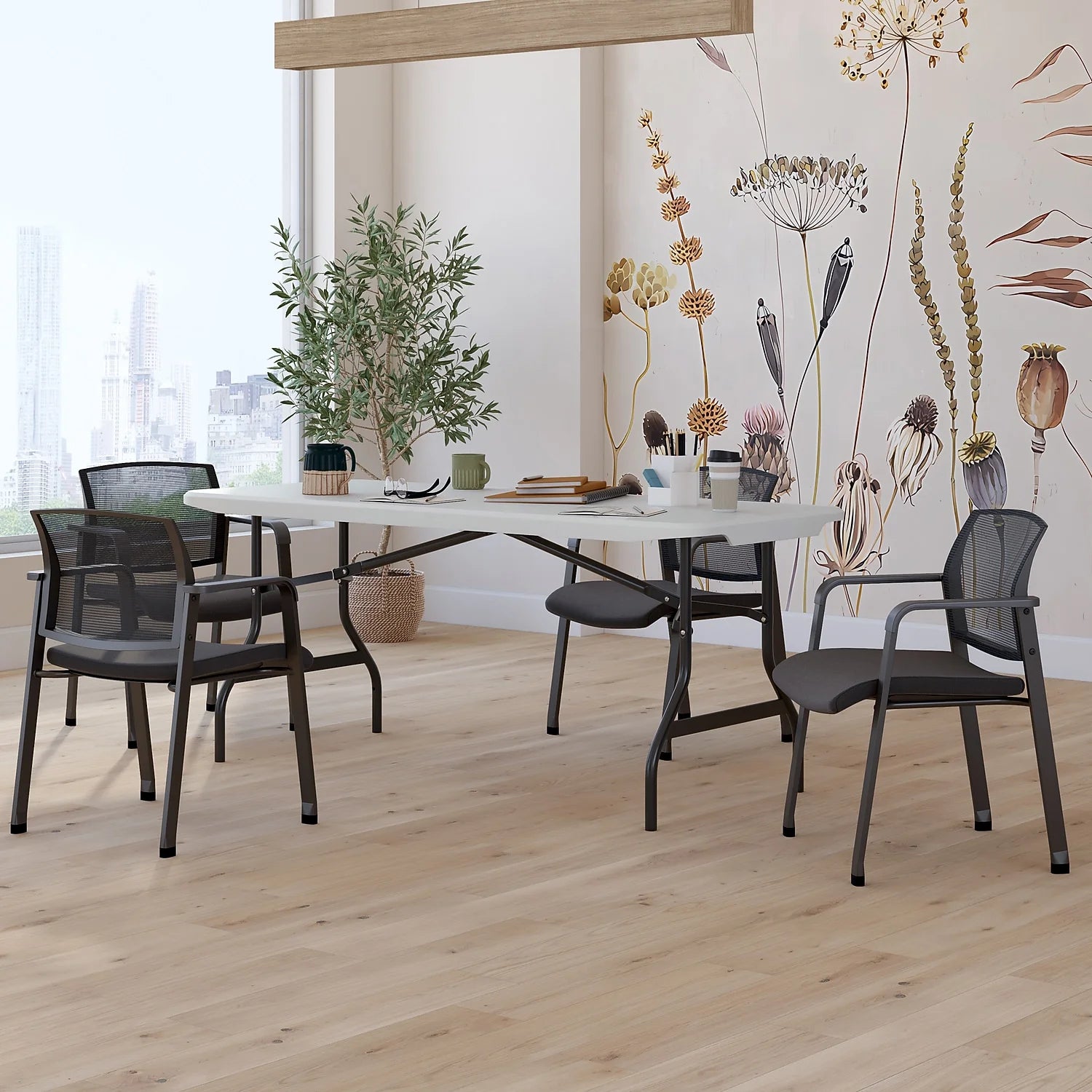 2026 New Staples 6' x 29.5" Heavy Duty Plastic Folding Table White Granite (62109) - Image 5
