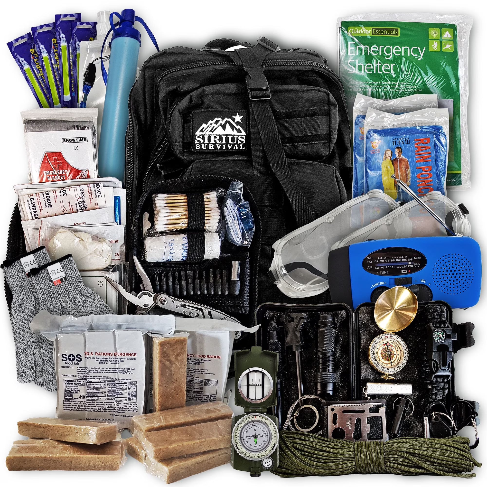 2026 New Vital 72 Hour Emergency Survival Kit for Family - Bug Out Bag for Hurricanes, Floods, Tornadoes or Other Disasters - 72 Hour Kit of Food & Water for 2 Per Bag