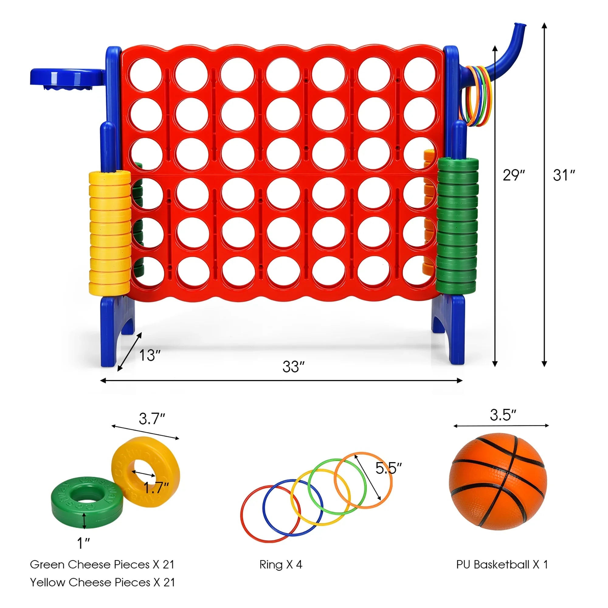 2026 New Costway Giant 4 in A Row Jumbo 4-to-Score Game Set W/Storage Carrying Bag for Kids Adult - Image 24